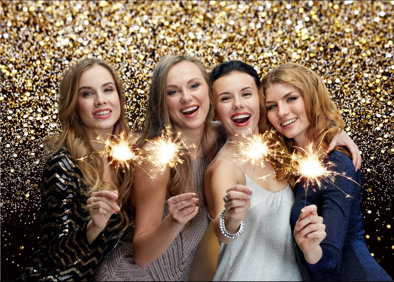 SJOLOON Black and Gold Backdrop Gold Spots Backdrop Vinyl Photography Backdrop Vintage Background for Family Birthday Party Newborn Studio Props 11547(15x10FT)