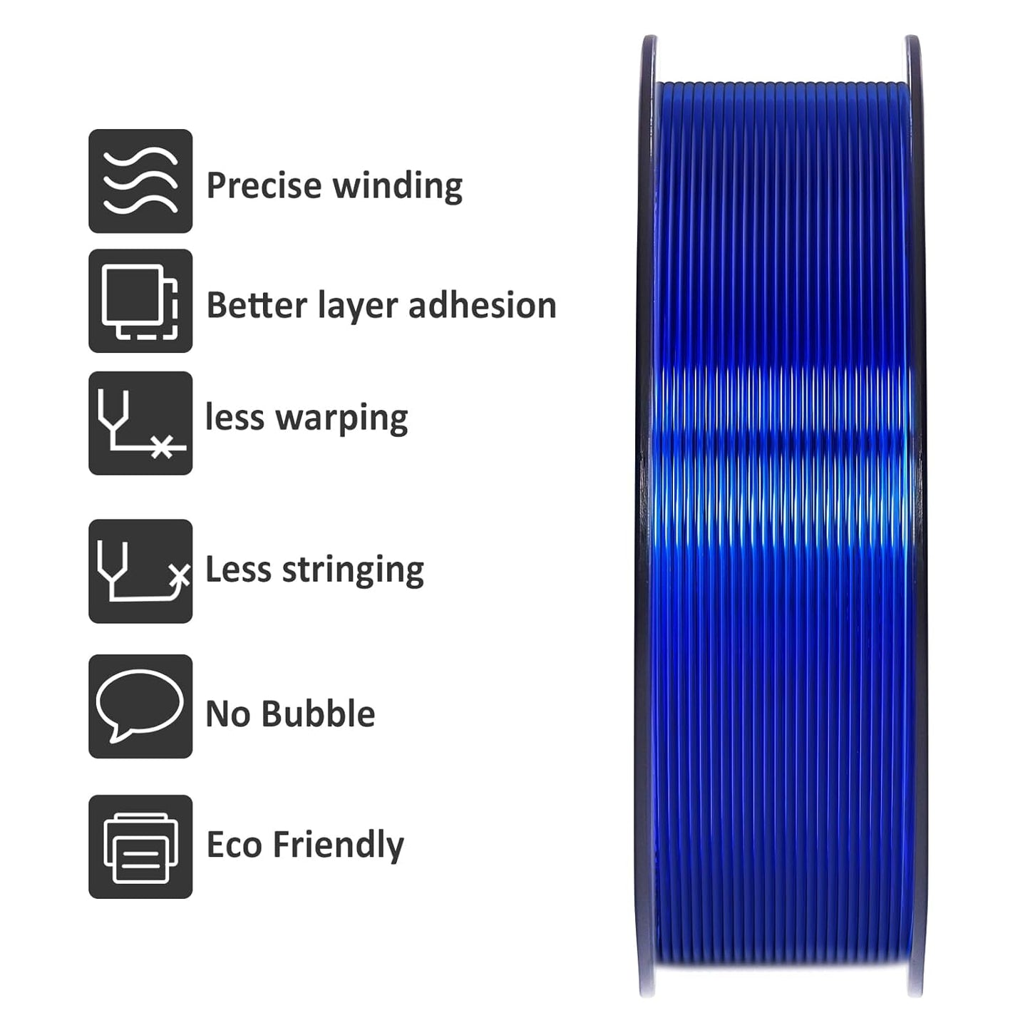 Geeetech TPU Filament 1.75mm, Shore 95A Flexible 3D Printer Filament with High Elasticity, 1KG (2.2lbs) Spool, Dimensional Accuracy ±0.03mm, Fits Most FDM Printers, Clear Blue