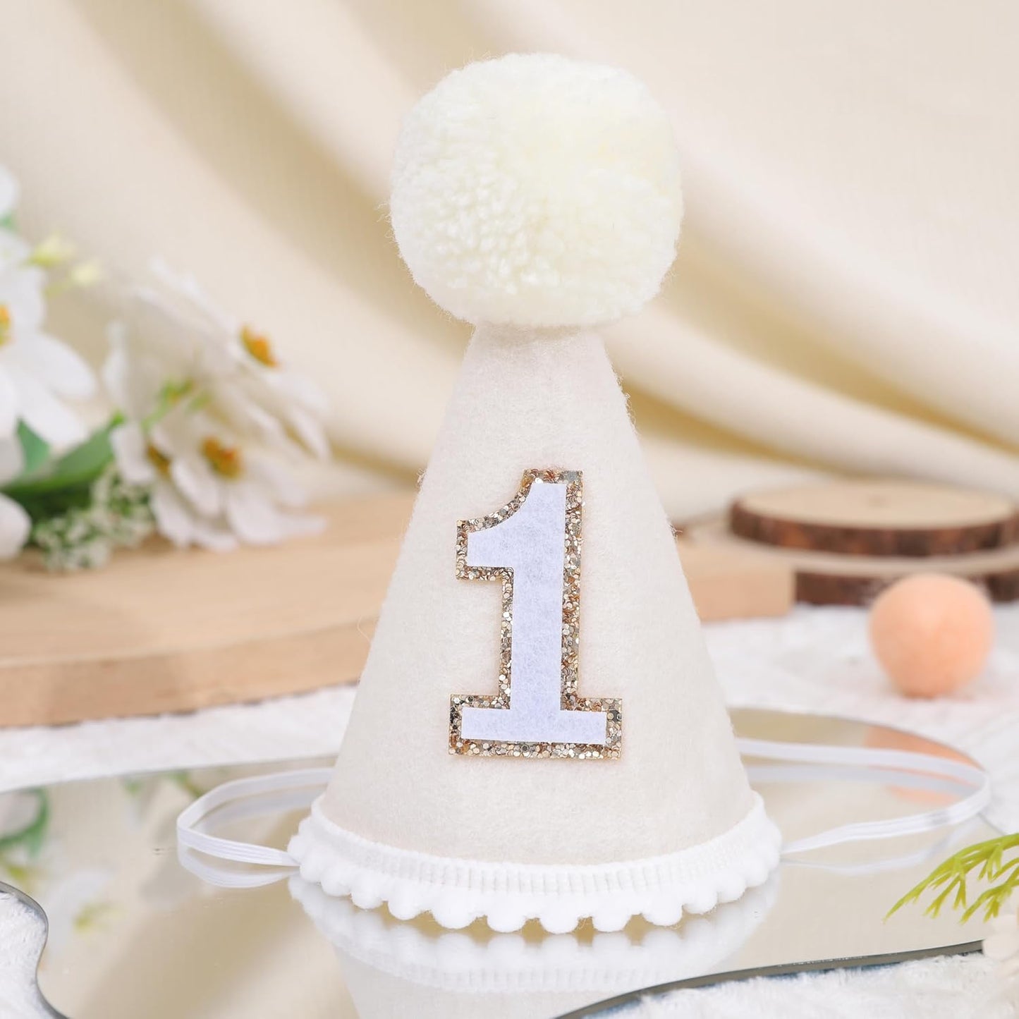 MAMUXI Natural Boho Birthday Hat - 1st Birthday Hat,Natural Boho First/1st Birthday Decorations,Cake Smash Photo Prop