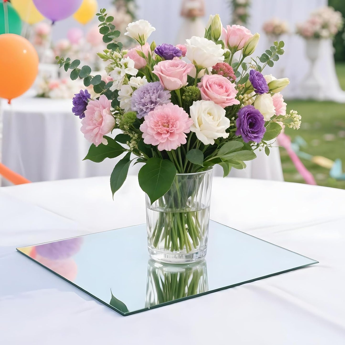 16Pcs Mirror Centerpieces for Tables, 7.87 x 7.87inch Square Mirrors Candle Plate Acrylic Wall Mirror Tiles for Wedding Table Party Centerpieces DIY Craft, 2mm