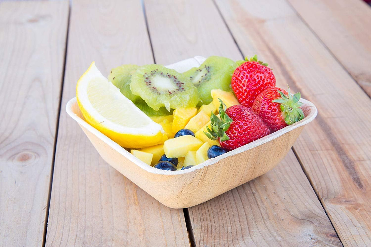 Disposable Palm Leaf 5" Square Bowl (50 pcs) Dipping Bowls | Bamboo Like| All Natural and Biodegradable | Charcuterie Boards, BBQs, and Parties