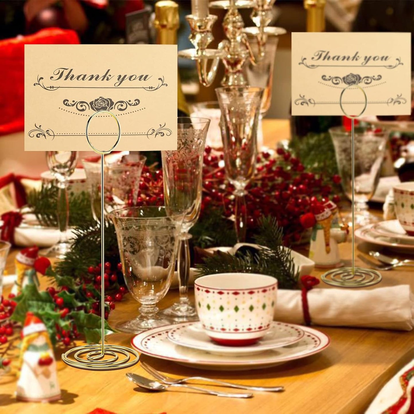 10Pcs Place Card Holder, Table Number Holders, Wire Picture Holder, Table Card Holders Stand, Photo Holder for Centerpieces, Wedding Reception, Party, Birthday (Gold)