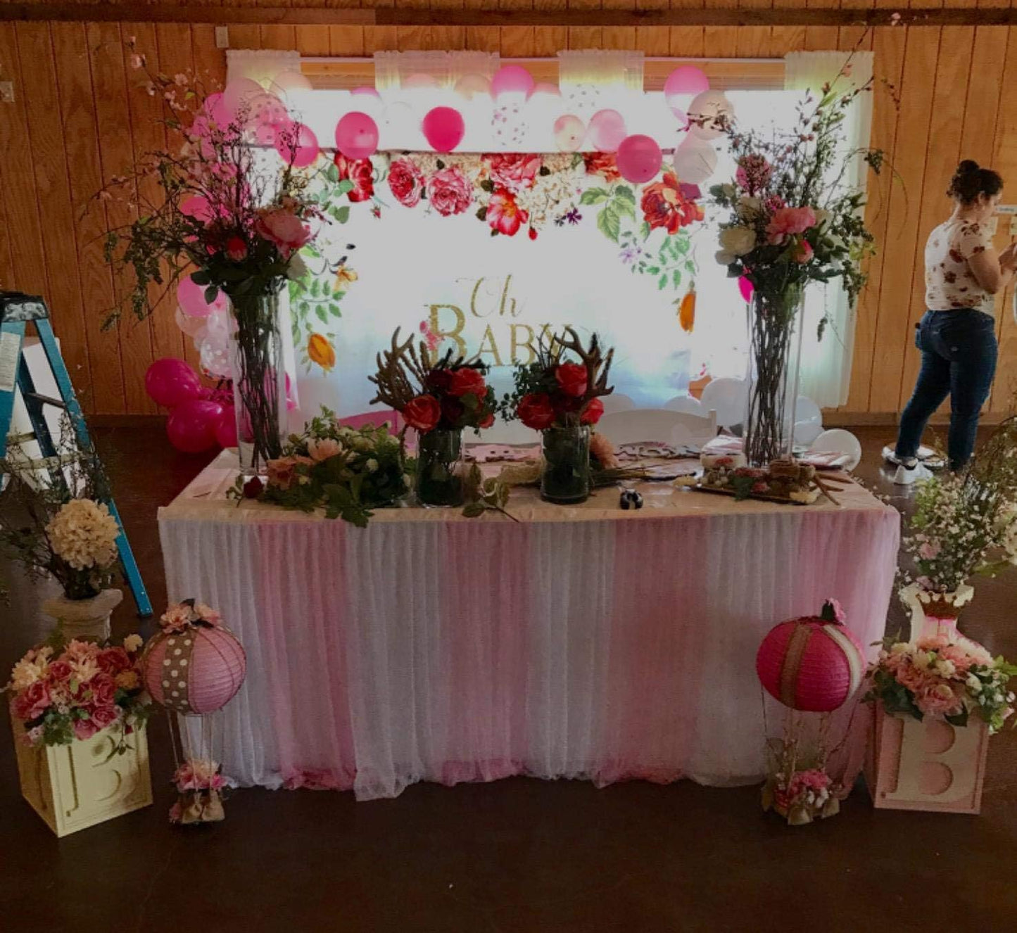 Suppromo 9ft Pink Tulle Table Skirts for Rectangle Tables or Round Tables Tutu Baby Shower Tablecloth Decorations for Girls Gender Reveal Elephant Birthday Party Decorations