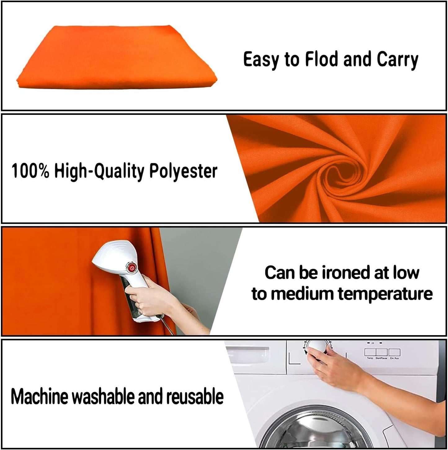 5x7FT Orange Screen Backdrop for Photography Solid Color Photoshoot Background High Density Portrait Screen Studio Art Props