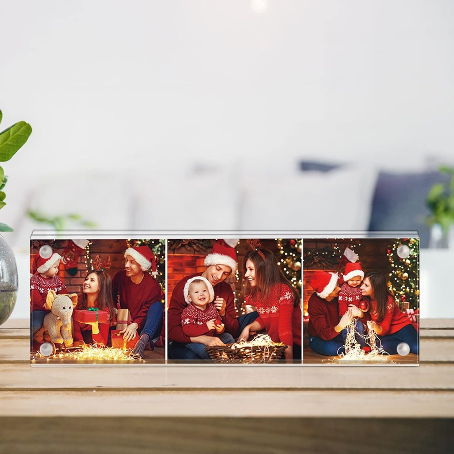 Boxalls 2x6 Inches Acrylic Picture Frames - 5 Pack, Clear Frameless 2x6 Photo Frames with Magnetic, Double Sided Transparent Desktop Frame (5 Pack)