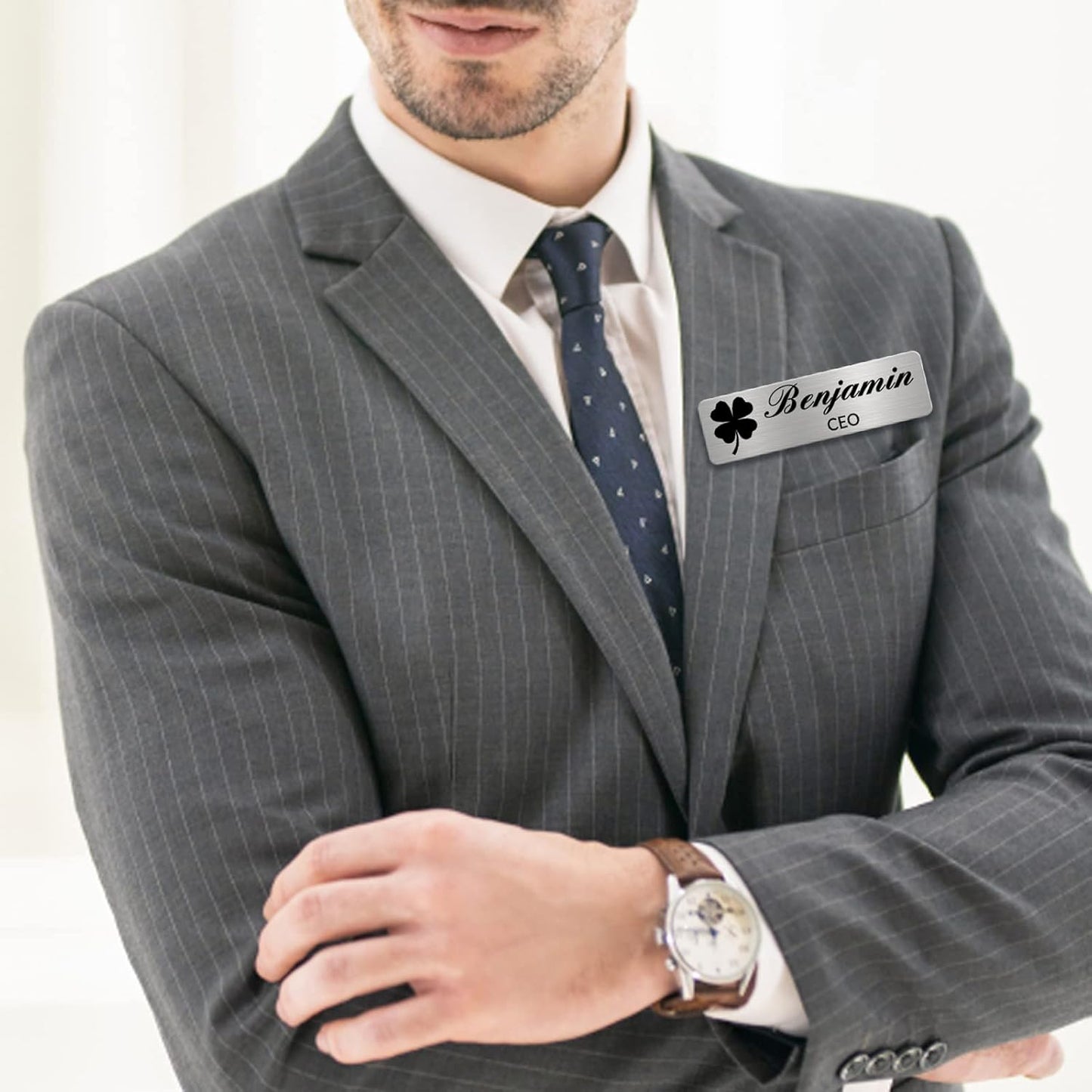 Custom Engrave Name Tag Badges Personalized Magnetic Name Badges with Logo Customize Metal ID Work Tags with Pin Backing Name Tag for Nurses Uniforms Employees Staff