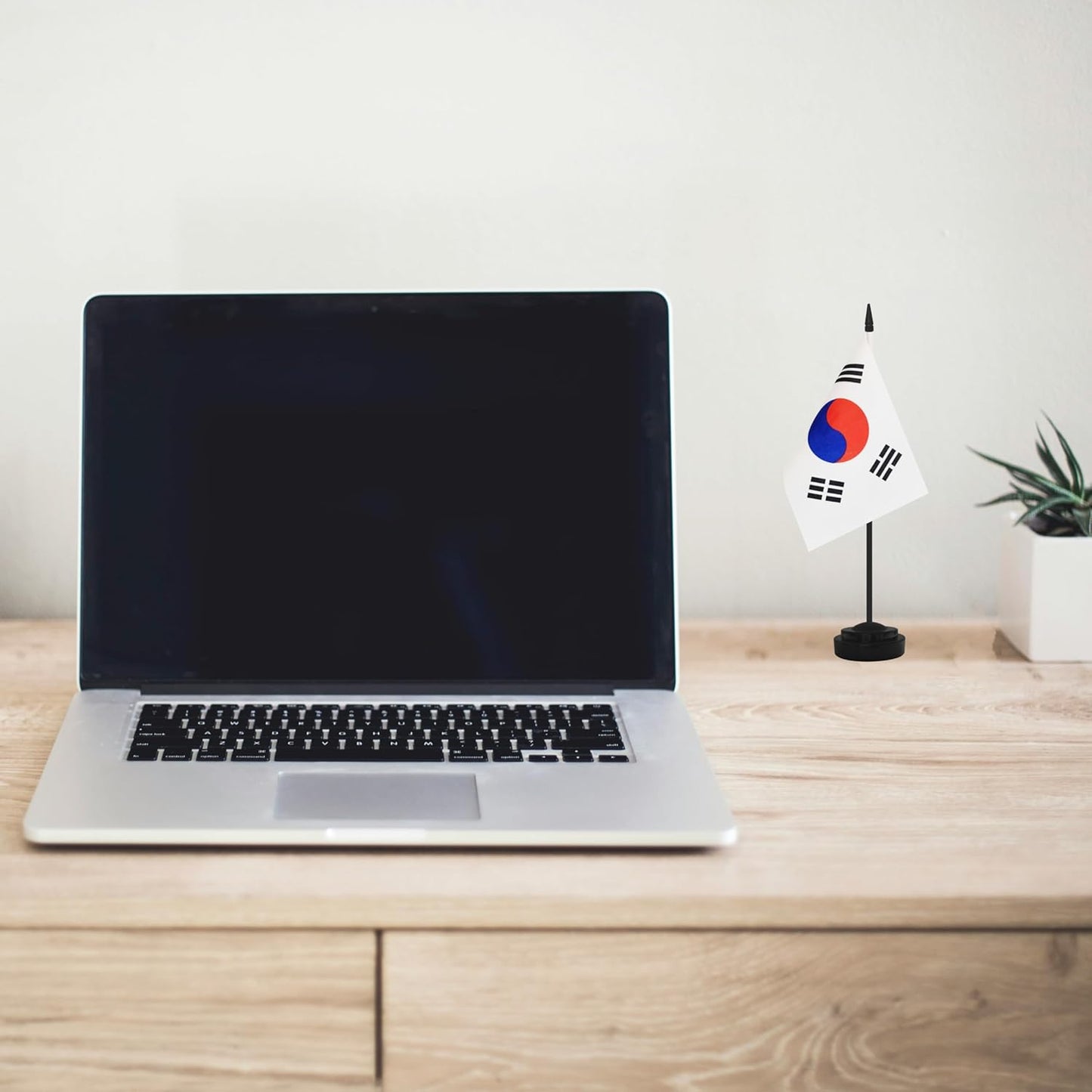 12 Pack Korea Desk Flags, Korean Desktop Flag, Small Miniature Office Flags with 12" Black Pole and Black Base, Offices, Classroom, Home, Festival Decoration (Korea)