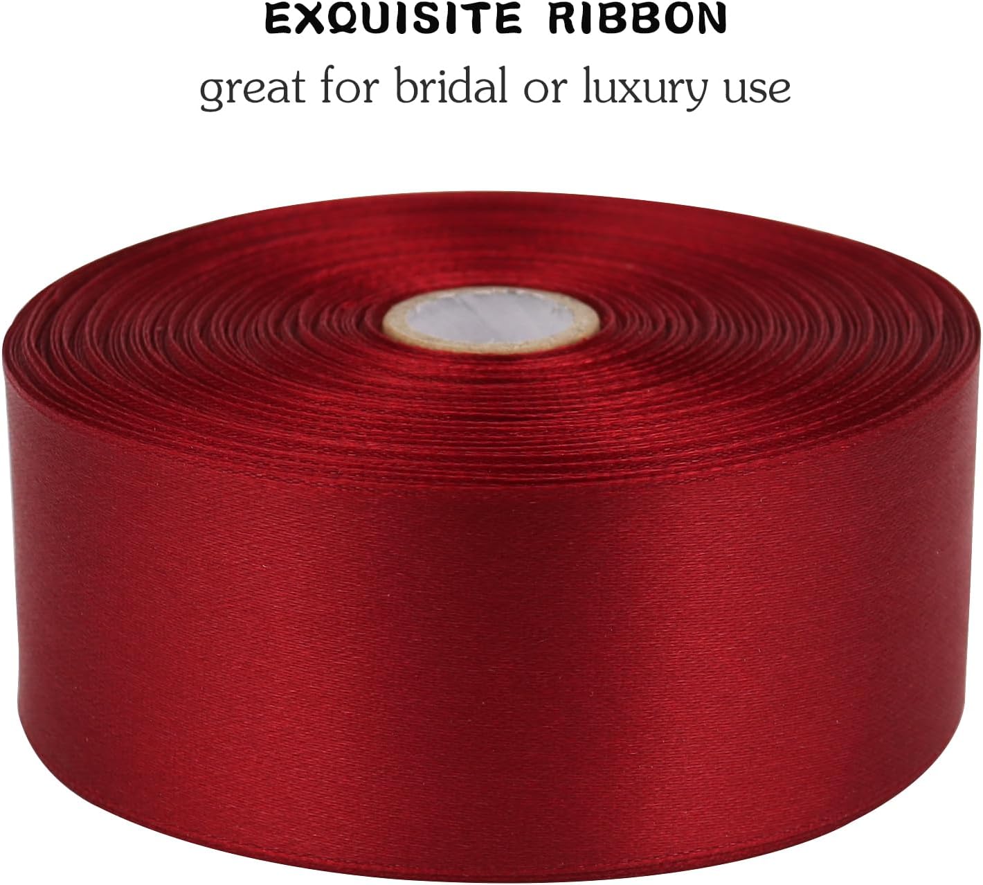 Deep red Solid Satin Ribbon 1-1/2 Inch 50 Yards Solid Polyester Fabric Ribbon for Gift Wrapping Wedding Christmas Baby Shower Birthday Party Decoration Handmade Immortal Flower Craft