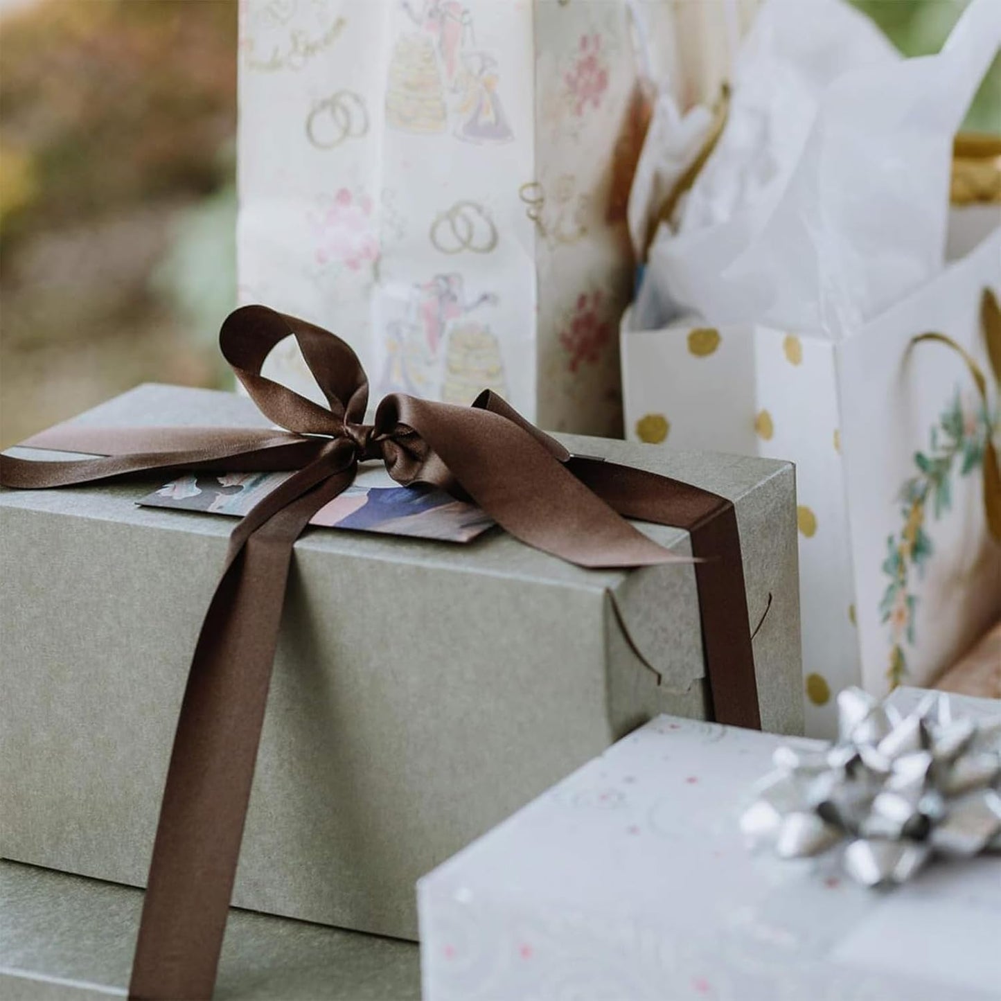 1 Inch Brown Satin Ribbon 50 Yards Solid Fabric Ribbons for Gift Wrapping, Crafts, Floral Arrangements, Wedding, Party, Holiday Decor