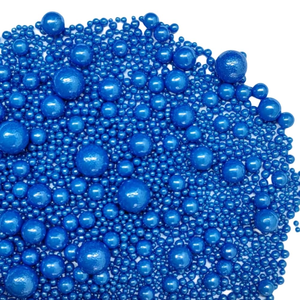 Edible Pearl Sugar Sprinkles Royal Blue Candy Mixing Size Baking Edible Cake Decorations Cupcake Toppers Cookie Decorating Celebrations Wedding Valentines Easter Halloween Christmas Supplies 120g/ 4.23oz