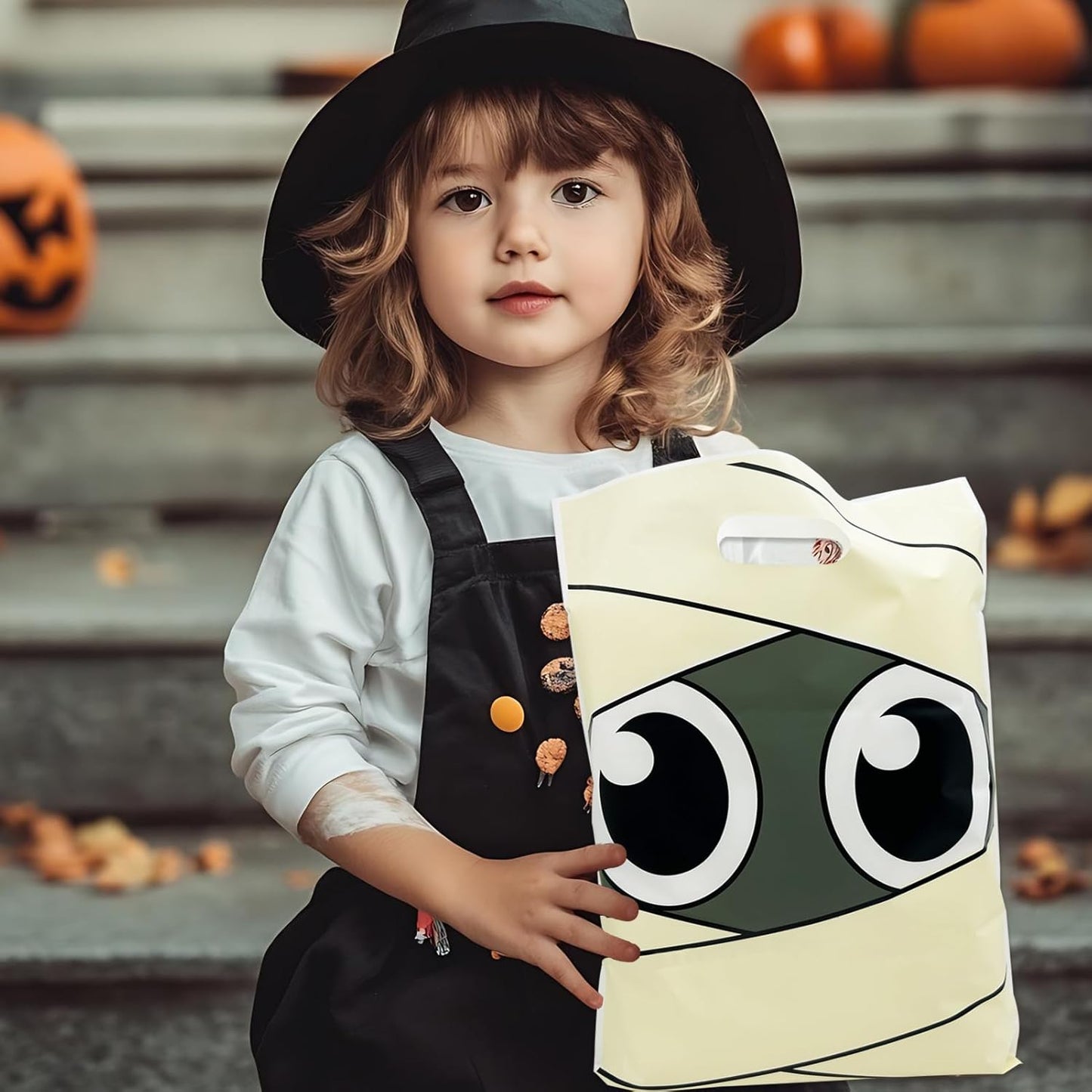 72 Pcs Large Halloween Goodie Bags Candy Treat Bags, Trick or Treat Bag for Halloween Party Favors and Event Party Supplies