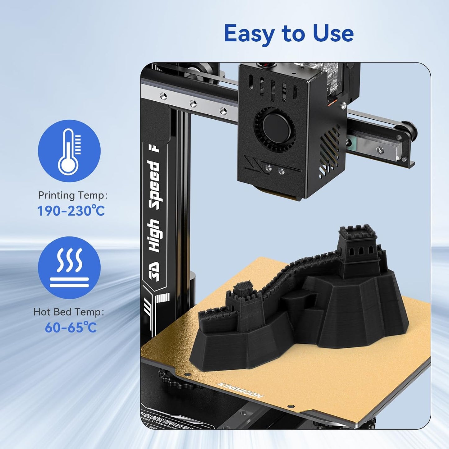 Kingroon Black PLA Filament 1.75mm 3D Printer Filament Pla Filament 1kg Filament Dimensional Accuracy +/- 0.02mm, Fit Most FDM Printer