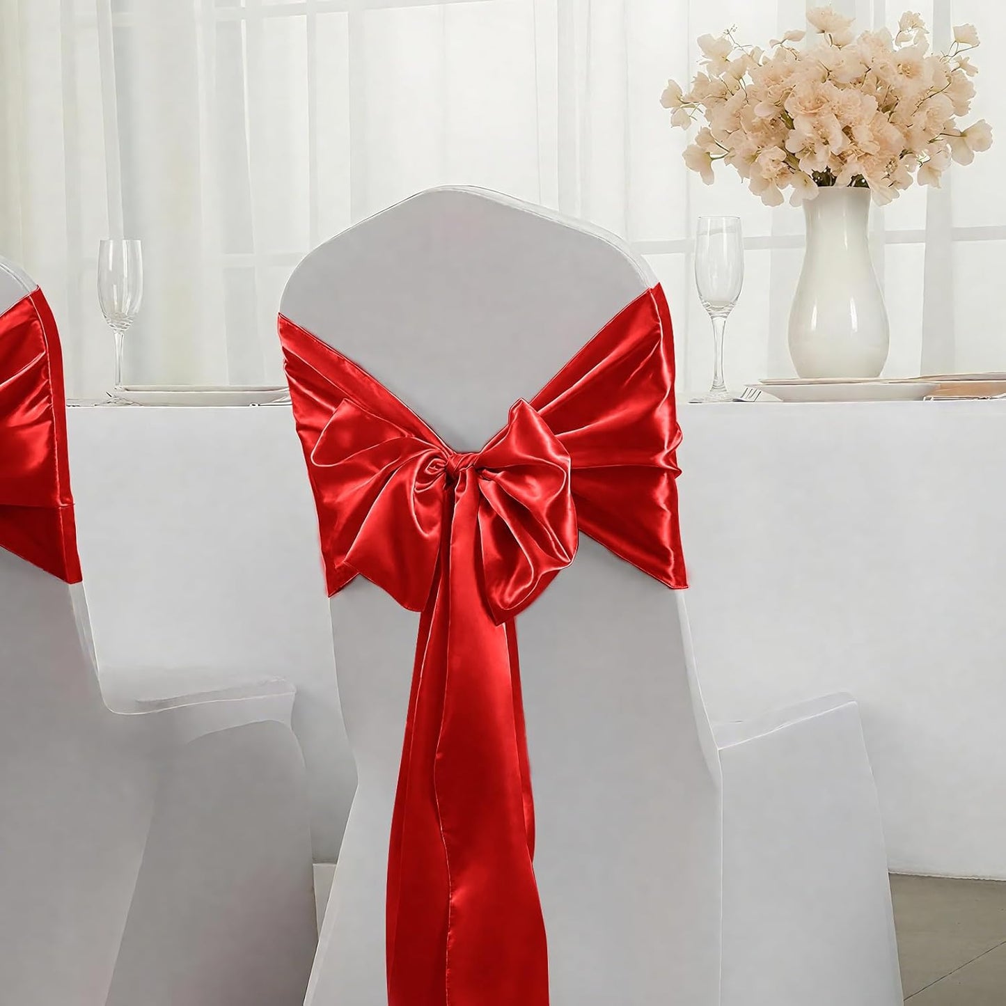 SHEJIZE 2 Pack Satin Red Table Runner 12x108 Inches Long, Bright Silky Smooth Satin Table Runner Table Decor for Wedding Banquet Christmas Prom Event Birthday Party