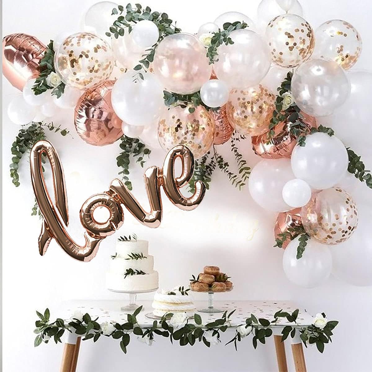 50pcs Rose Gold Foil Confetti Balloons,12 inch Latex Balloon with Rose Gold Confetti Inside for Birthday Family Party Wedding Party Baby Shower Decoration Supplies