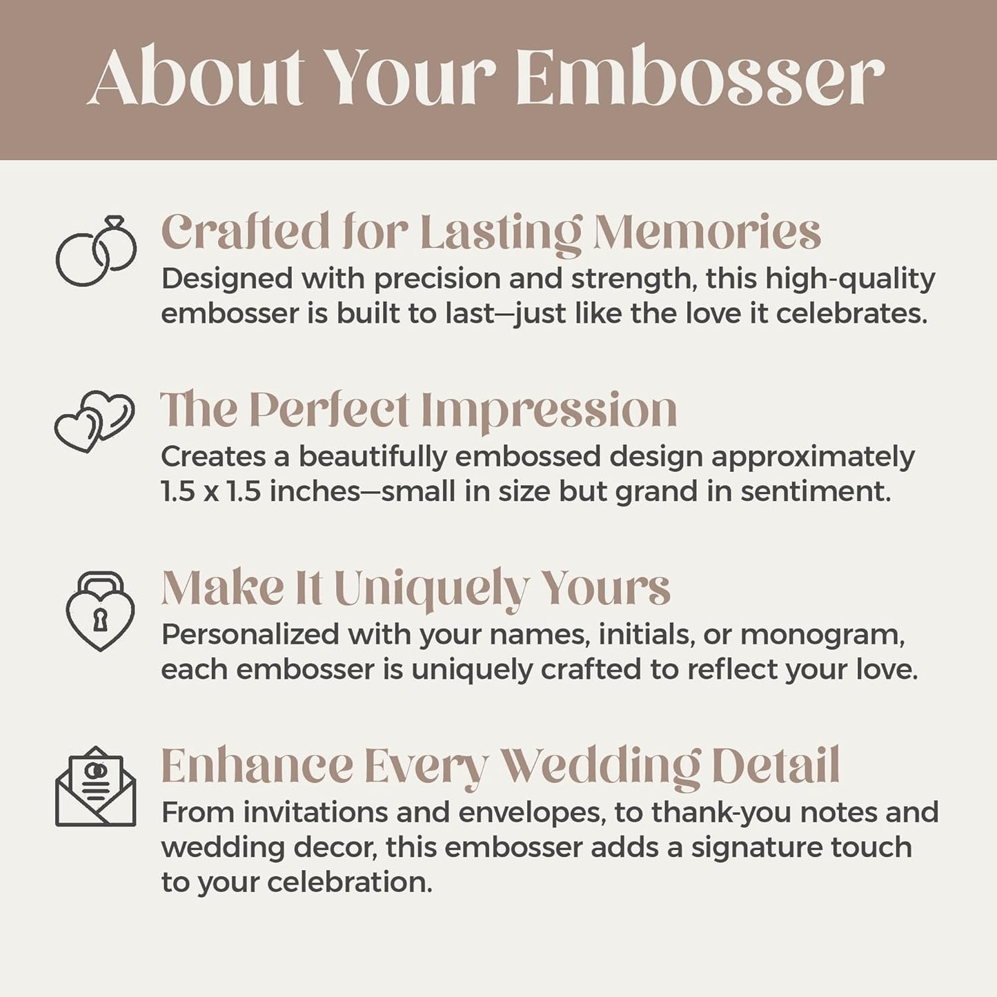 Personalized Wedding Embosser | Custom Made with Initials or Monograms for Couples | Elegant Designs for Stationery, Invitations, Napkins, and More (Design 4)