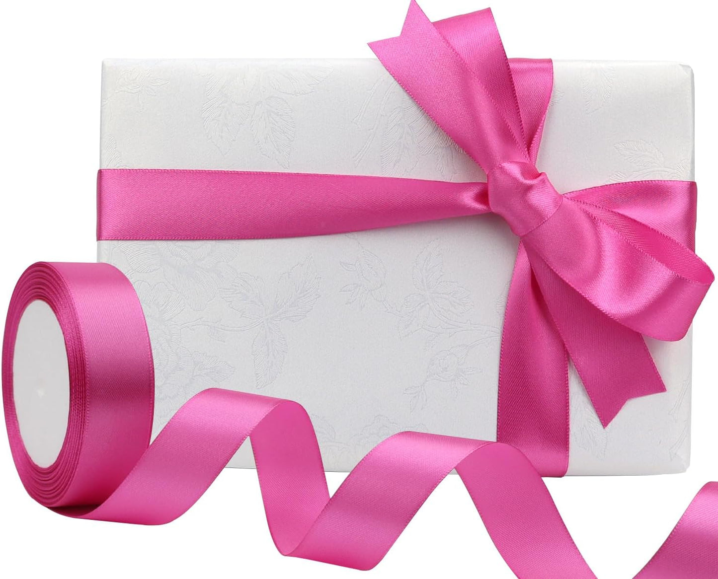 Hot Pink Solid Satin Ribbon 1 Inch 25 Yards Solid Polyester Fabric Ribbon for Gift Wrapping Wedding Christmas Baby Shower Birthday Party Decoration Handmade Immortal Flower Craft