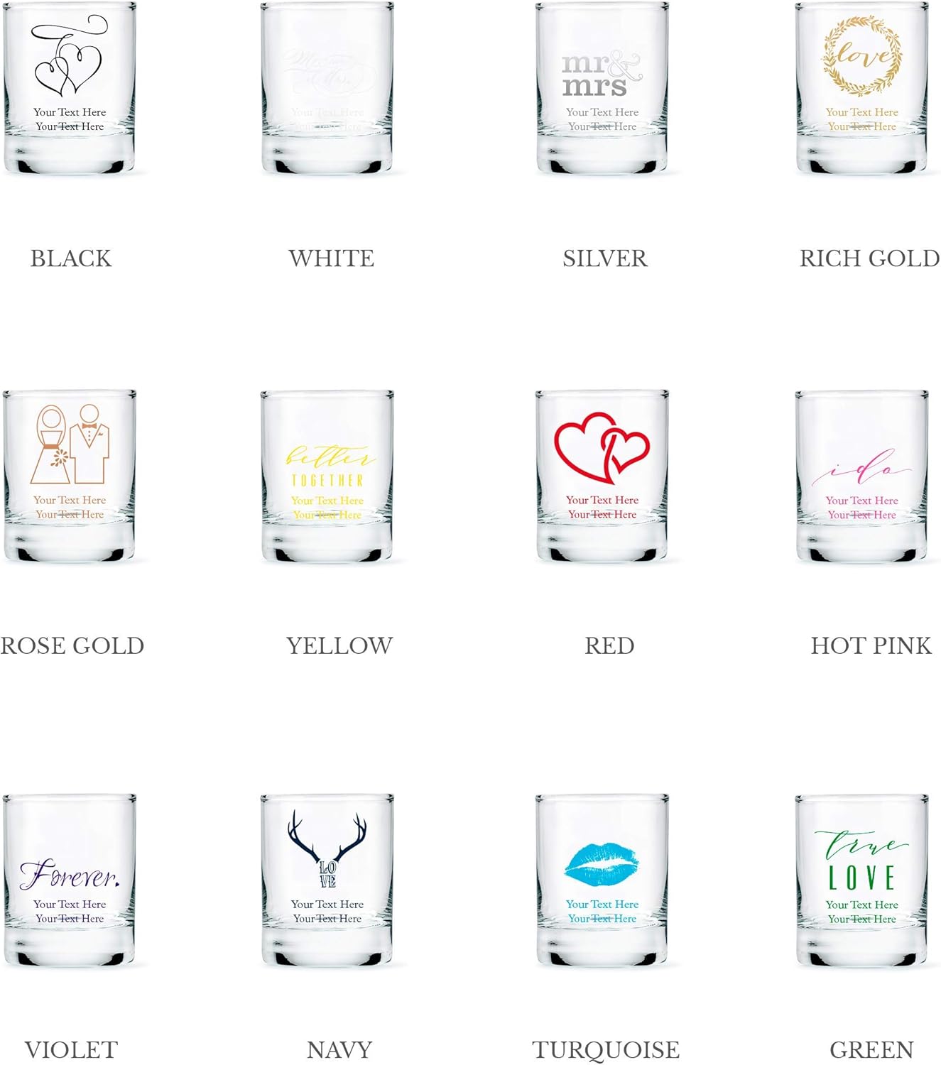 WEDDINGSTAR Personalized 2.75oz Shot Glass Customizable Full Color Print - 144 pack