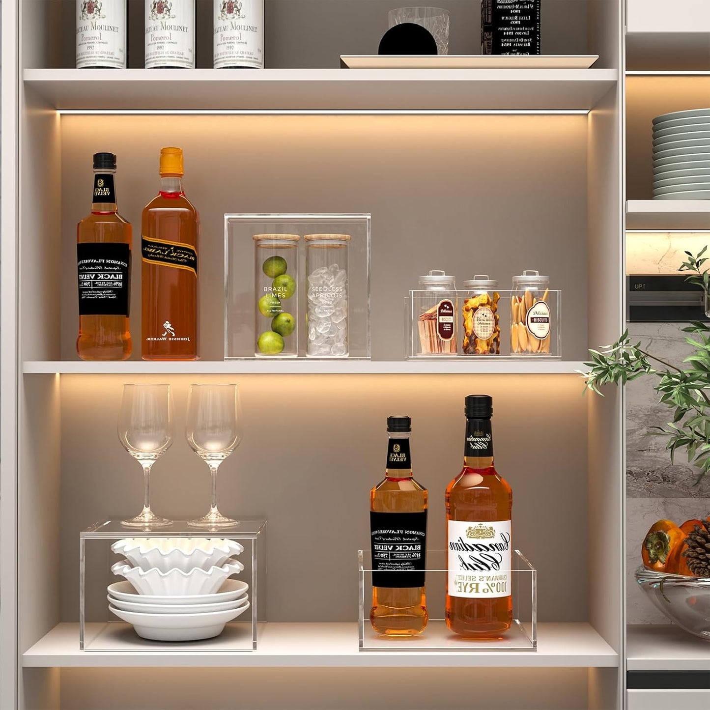 Buffet Risers, Food Display Risers for Party, Crystal Clear Acrylic Risers Display Stand for Buffet Table, Catering Displays for Dessert, Cube Box Nesting Riser with Hollow Bottom