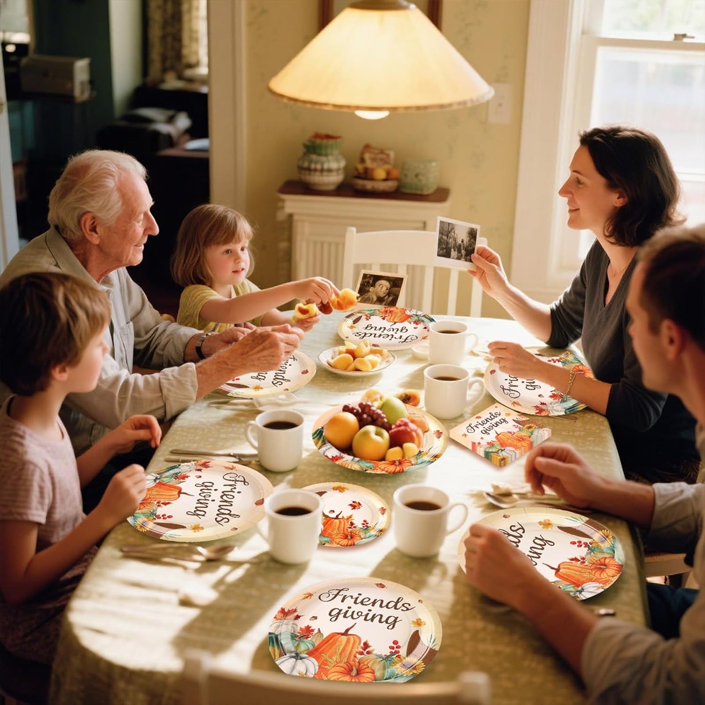 Friendsgiving Plates and Napkins Sets for 50 Guests, Thanksgiving Paper Plates and Napkins Party Supplies for Thanksgiving Friendsgiving Party Decorations