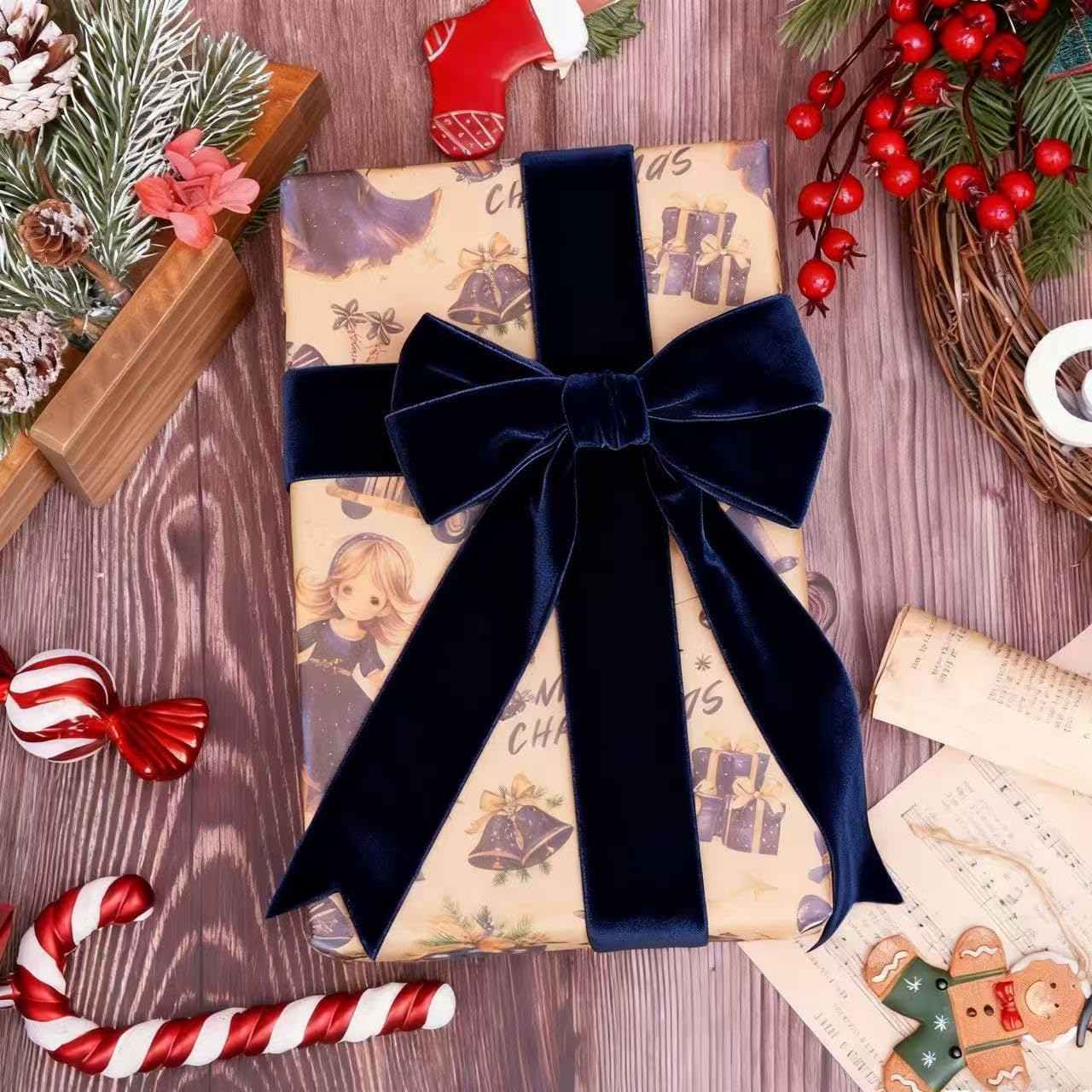 Velvet Ribbon, 1 1/2-Inch by 25-Yard Spool (Navy)