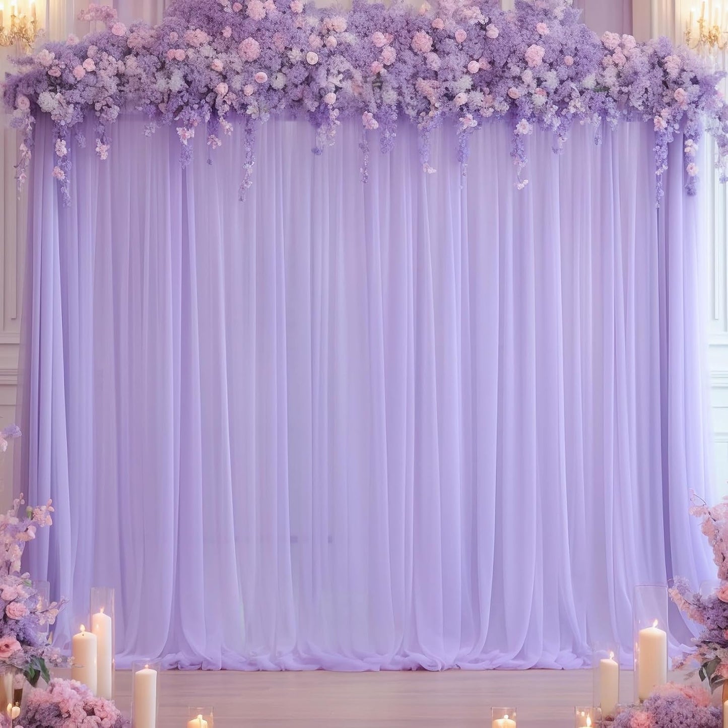 10x10 Purple Tulle Backdrop Curtains for Parties, Sheer Backdrop Curtain Wedding Photo Background Drapes for Baby Shower Photography Birthday Party
