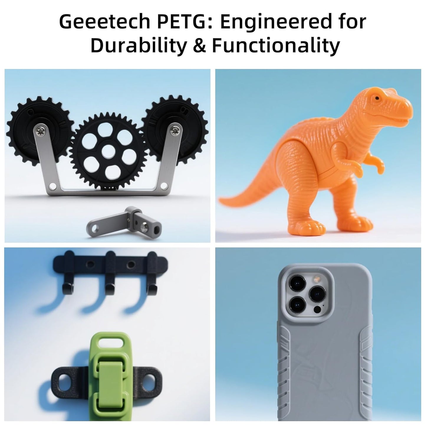 Geeetech PETG Filament 1.75mm, 1 KG (2.2lbs) Spool 3D Printer Filament, High-Toughness, ±0.02mm Accuracy, Neatly Wound & Moistureproof, Non-Clogging Non-Stringing, Fits Most FDM Printers, Red