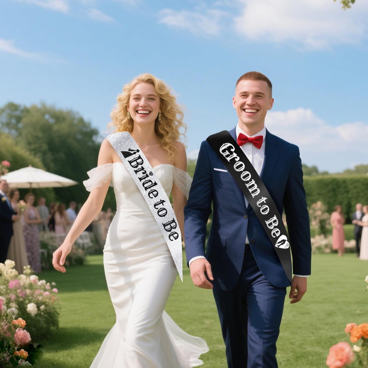 Black Groom to Be Sash Silver Foil& Silver Bride to Be with Black Foil, Funny Sashes for Bachelorette Party Bridal Shower Wedding Engagement Decorations Supplies Favors, Future Mrs and Lucky Mr Sash