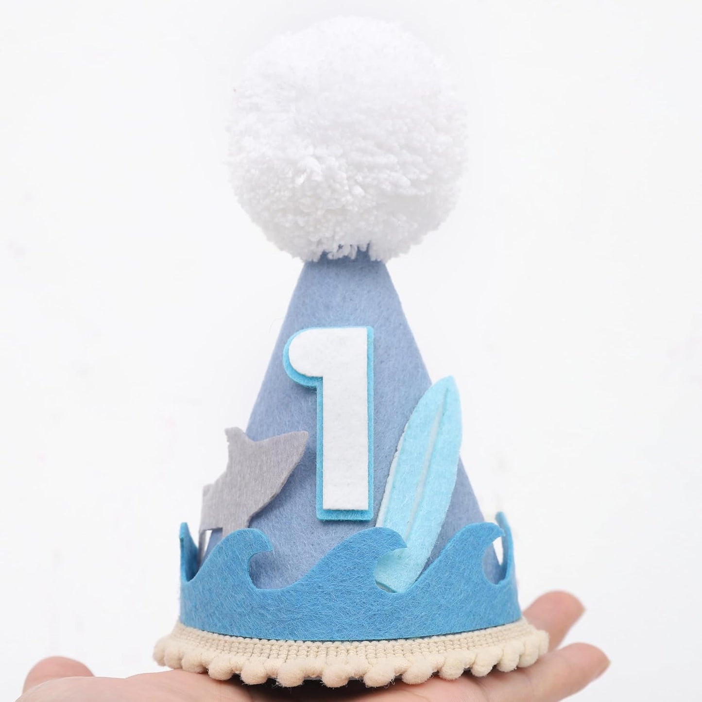 The Big One Birthday Hat - Shark 1st Birthday Party Decorations, Summer Surf Party Hat, Sea Wave Birthday Headwear