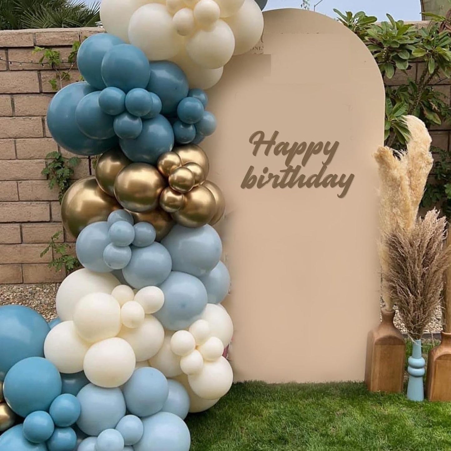 Dusty Blue Balloons, 52 PCS 12 Inch Blue Gold Sand White Birthday Balloons, Baby Blue Light Blue Sand White Quicksand Gold Latex Balloons for Boy Baby Shower Gender Reveal Birthday Party Decorations