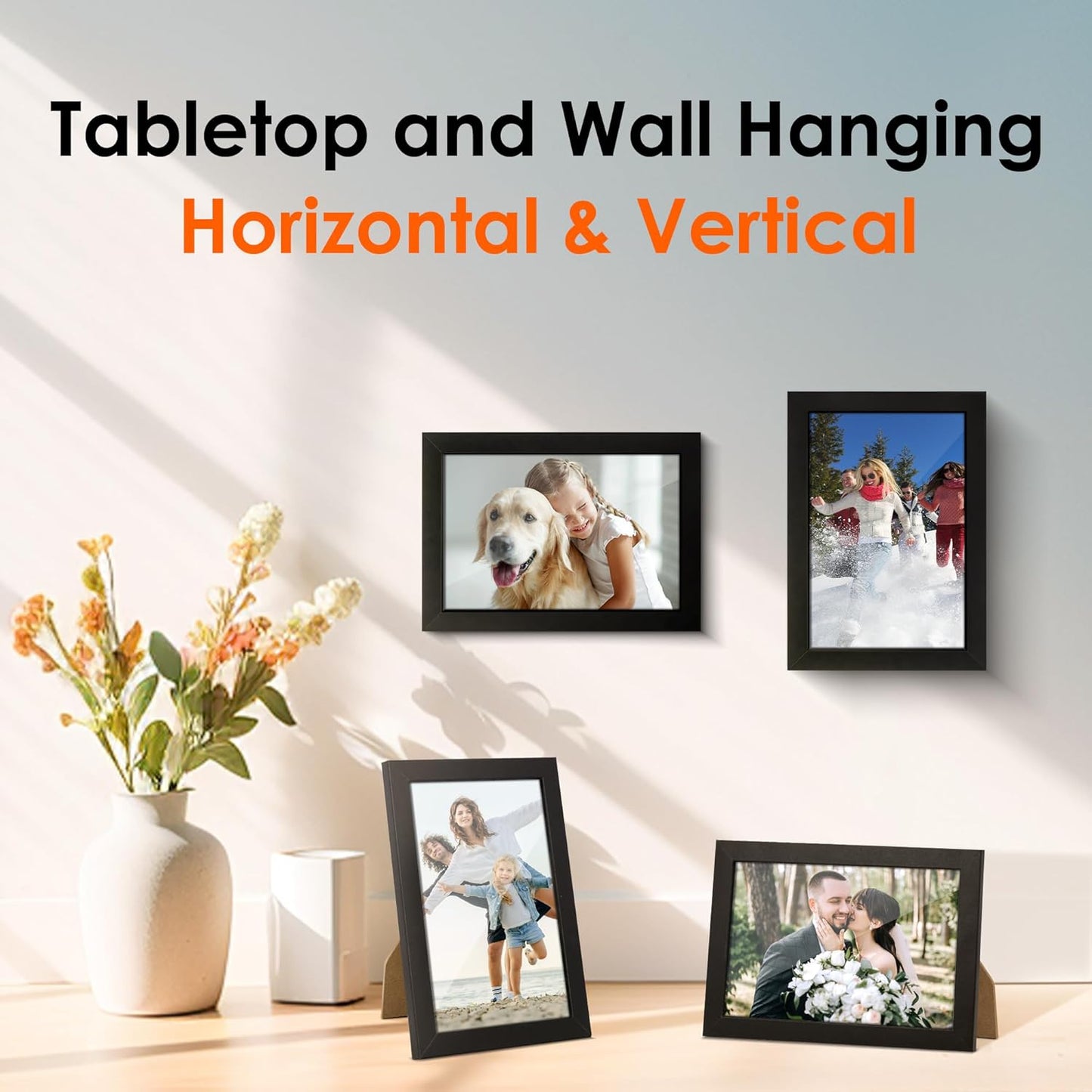 FIXSMITH 4x6 Picture Frame Set of 2, 4x6 Photo Frames with HD Plexiglass for Wall Hanging or Tabletop Display, Black