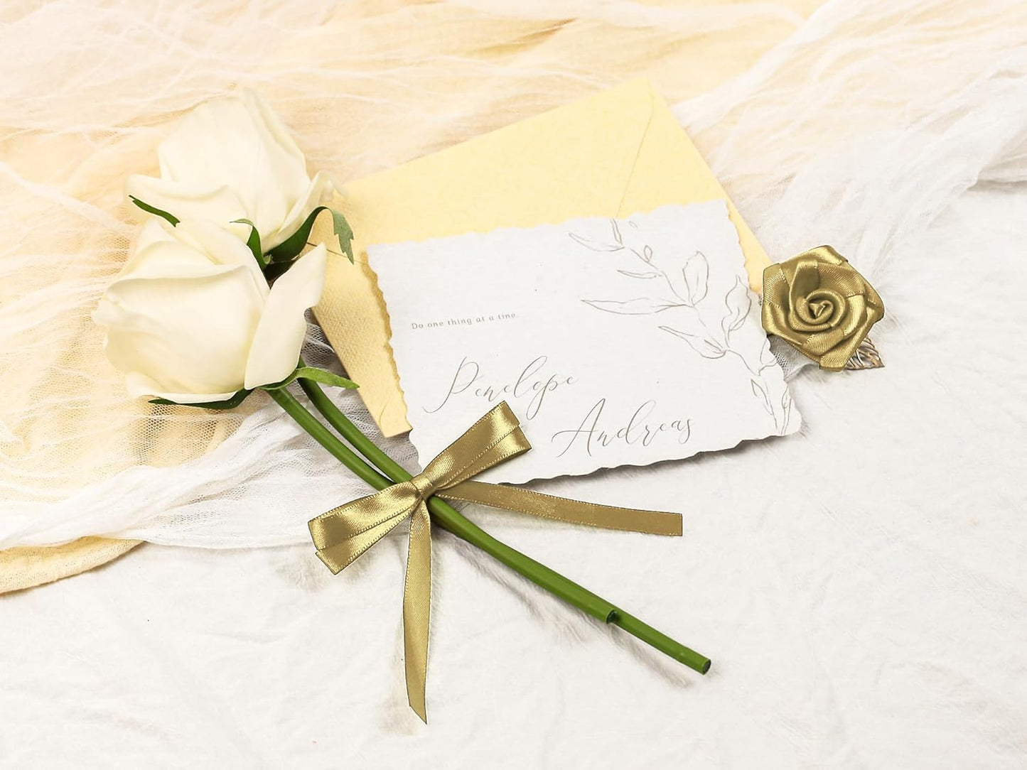 Light Gold Satin Ribbon 3/8 inch X Continuous 50 Yards, Single Face Polyester Ribbon Perfect for Gift Wrapping, Flower Bouquet, Wedding Decor, Crafts, Bow Making, Sewing and More