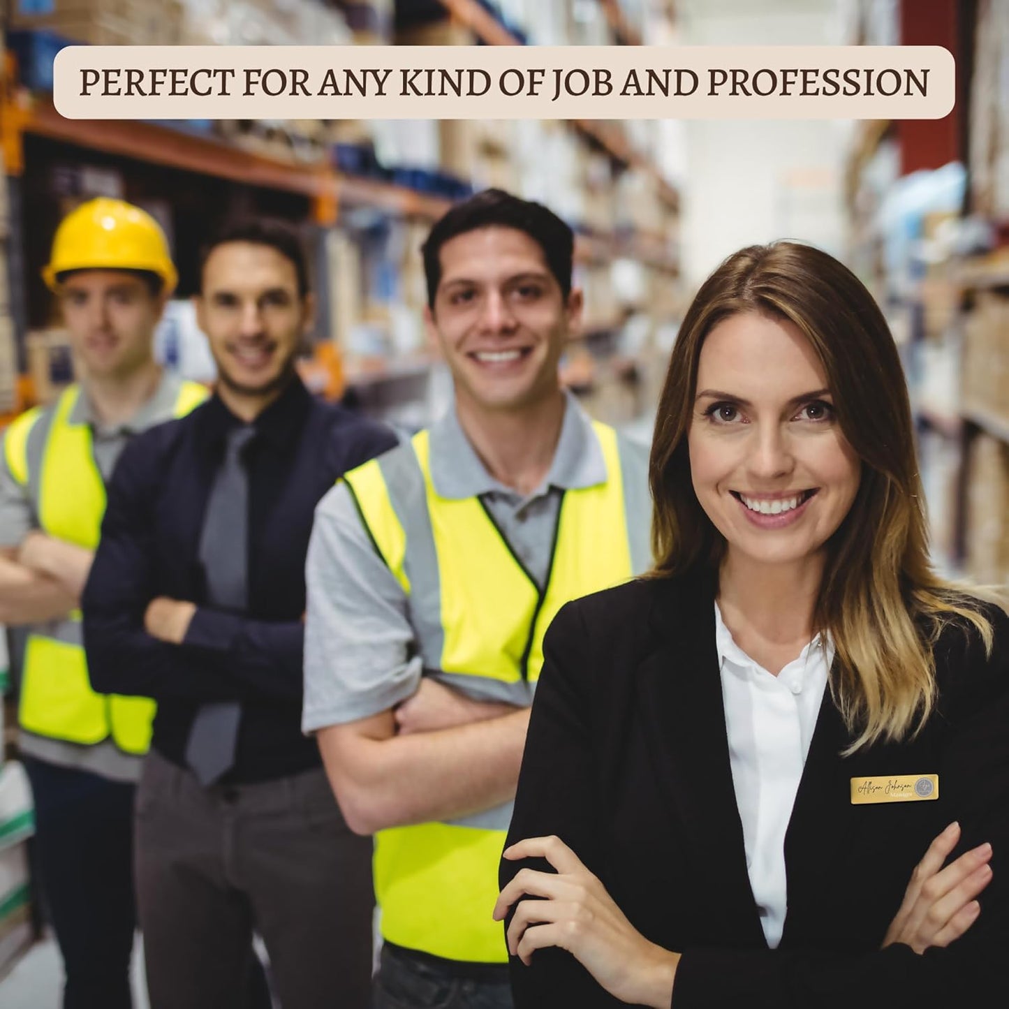 Personalized Name Tag Badges Identification Customized with Text & Logos, Acrylic Name ID for Clothing with Pin or Magnetic Backing, Gold & Silver Plates for Business or Employees (Your own Design)