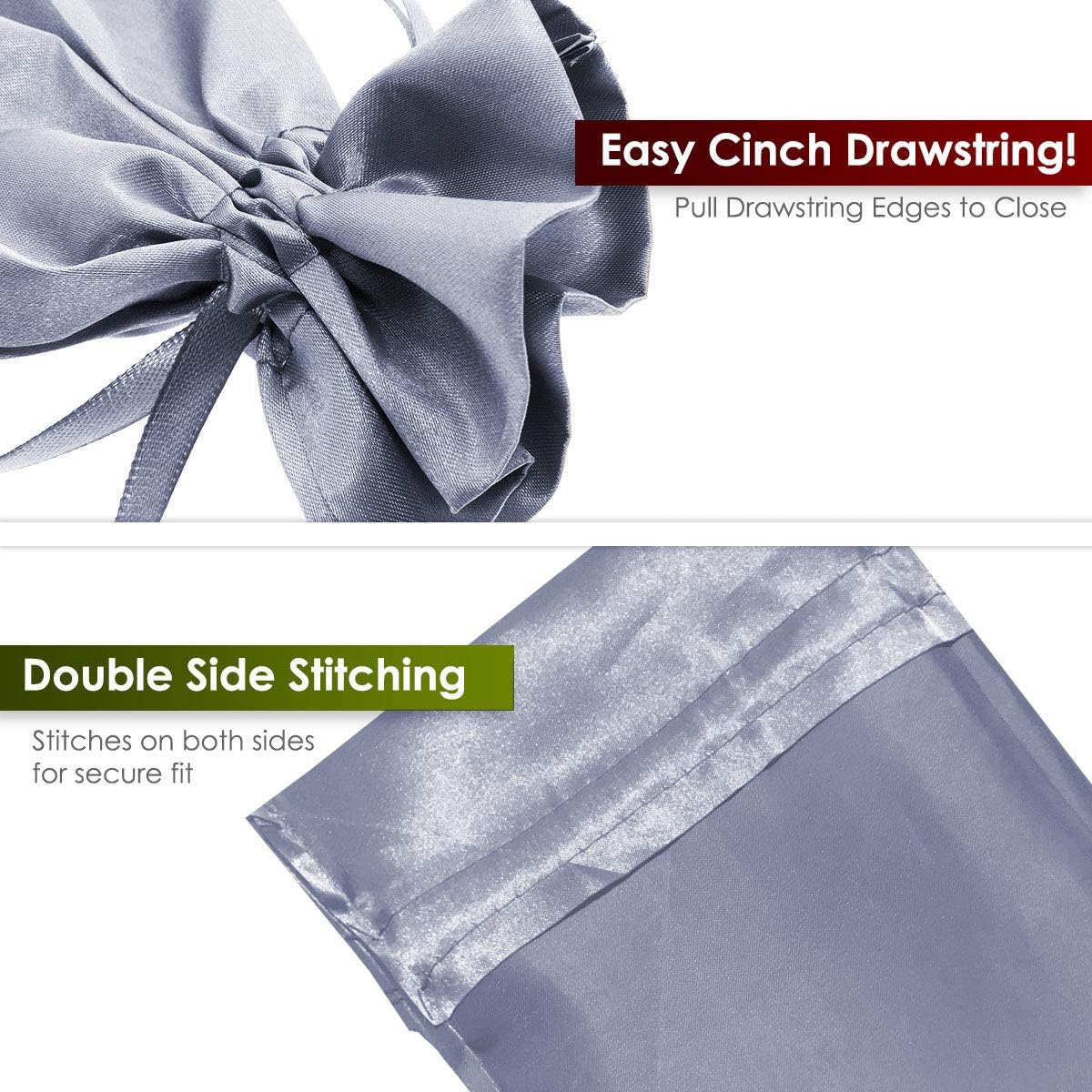 Silver Satin Gift Bags - 4" x 6" Jewelry, Wedding Favor, Baby Shower & Bags - 50 per Pack
