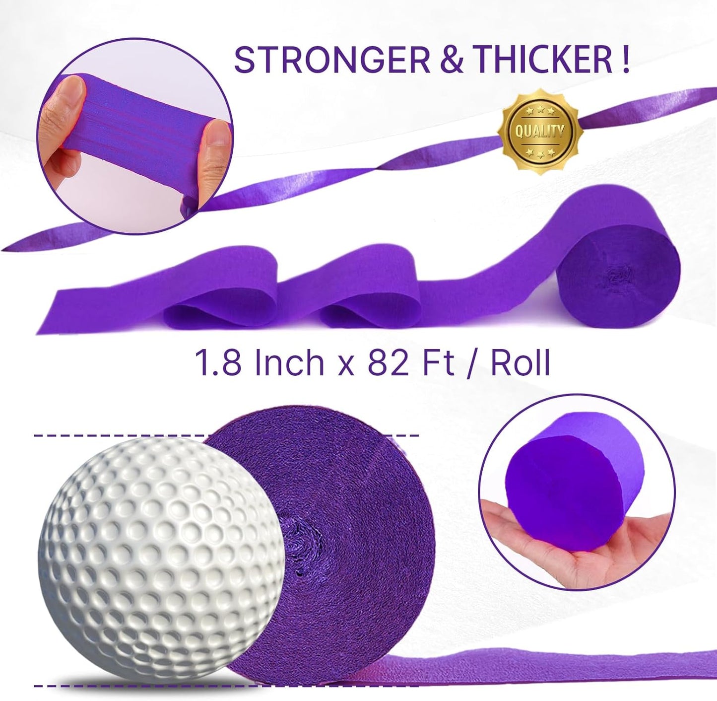 PartyWoo Crepe Paper Streamers 4 Rolls 328ft, Pack of Shades of Purple Crepe Paper for Party, Wedding, Birthday, Baby Shower Decorations (1.8 Inch x 82 Ft/Roll)