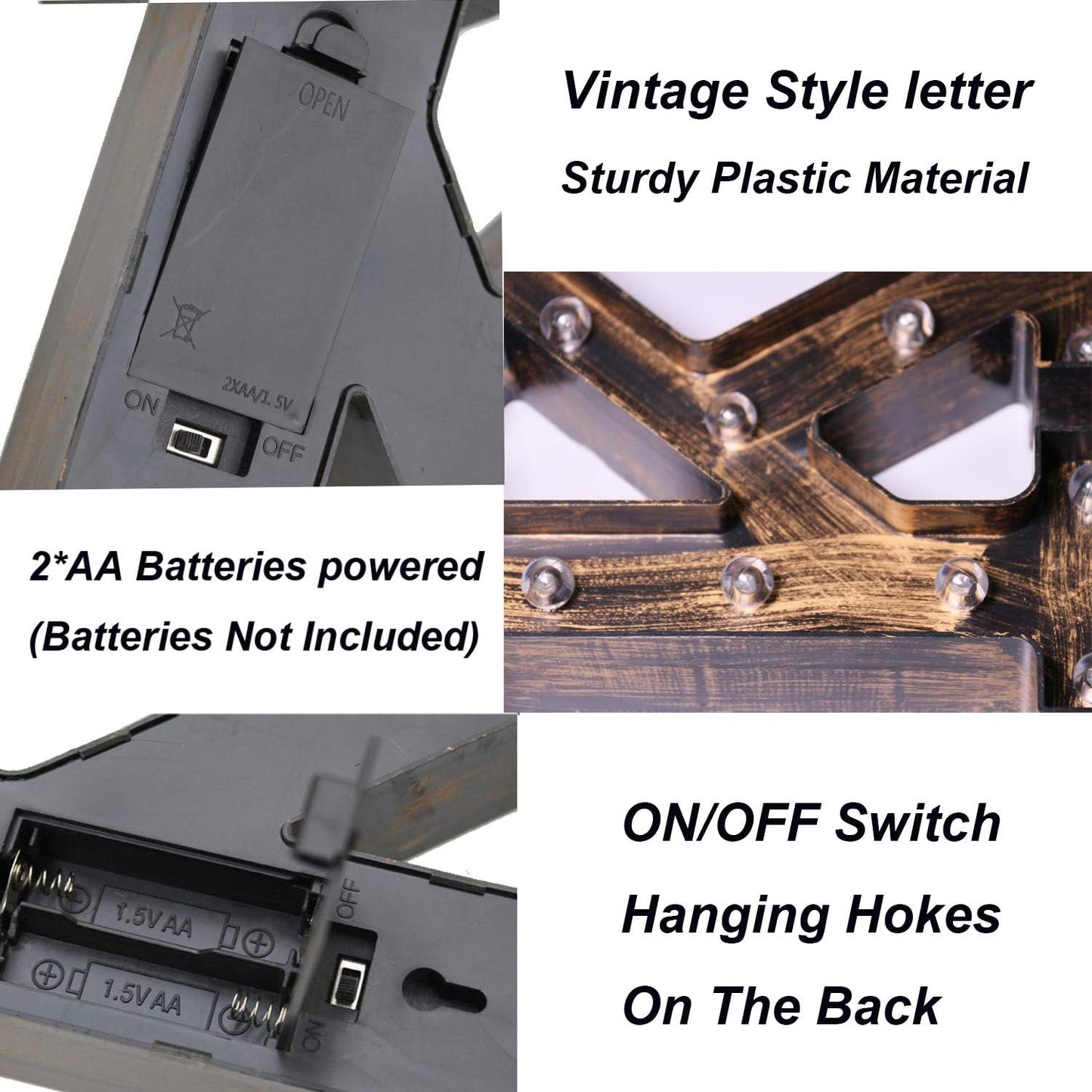 OYCBUZO Golden Black Led Marquee Letter - Industrial, Vintage Style Light Up Alphabet Letter Sign for Cafe Wedding Birthday Party Christmas Lamp Home Bar Initials Decor - G