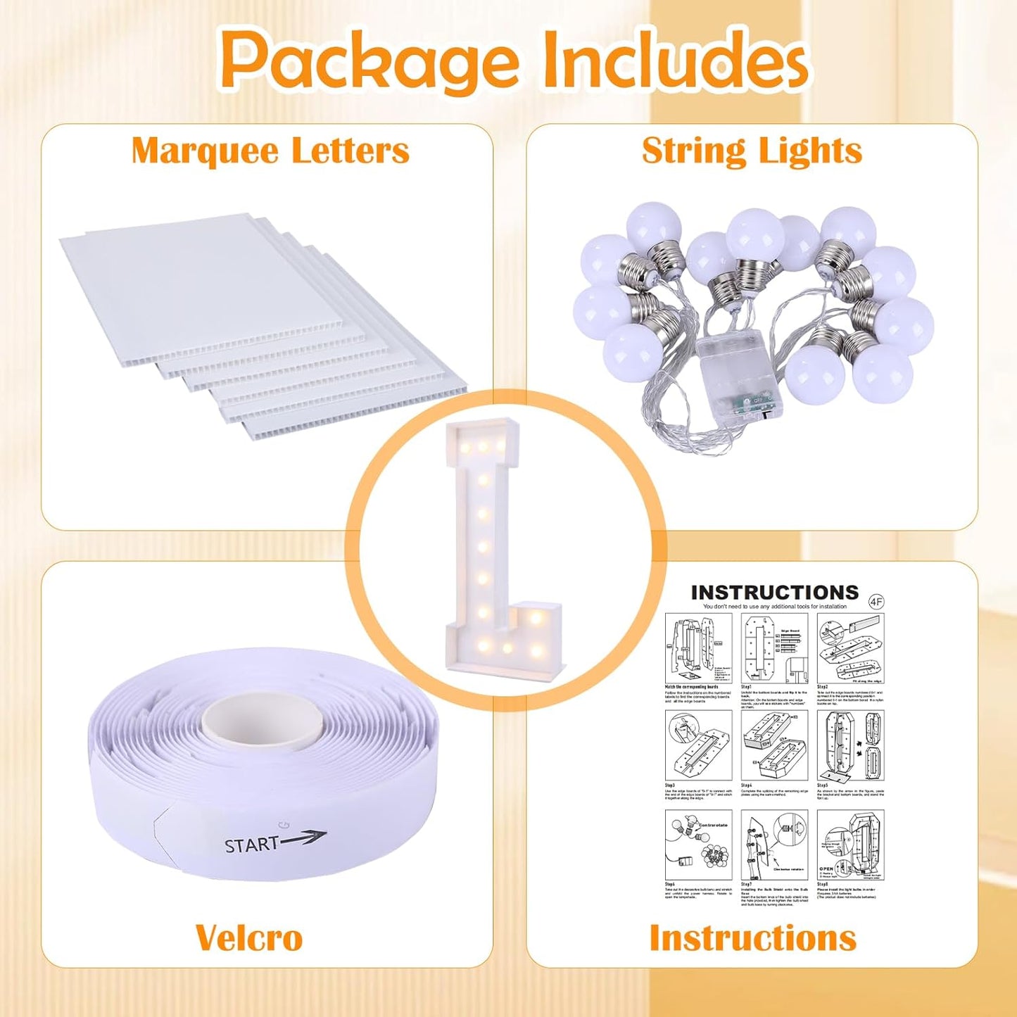 4ft Marquee for Letters L, Large Light up Letters, Will You Marry Me Sign Letters 4 Feet Tall for Party Decorations, Letter Balloons, Wedding Decor, Proposal Decorations (Letters L)