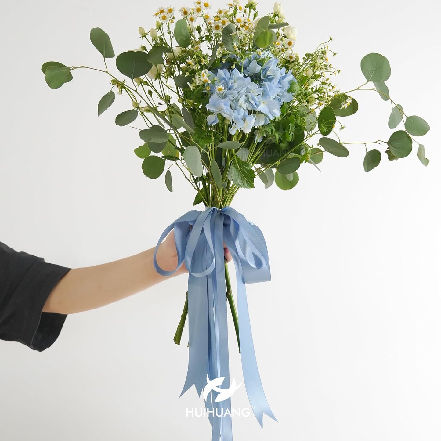 HUIHUANG Dusty Blue Ribbon 1-1/2 inch Double Face Satin Ribbon Silk Ribbons 50 Yards Roll for Gift Wrapping Bows Making Floral Bouquet Wedding Invitations Decor Party Favor and Craft Supplies