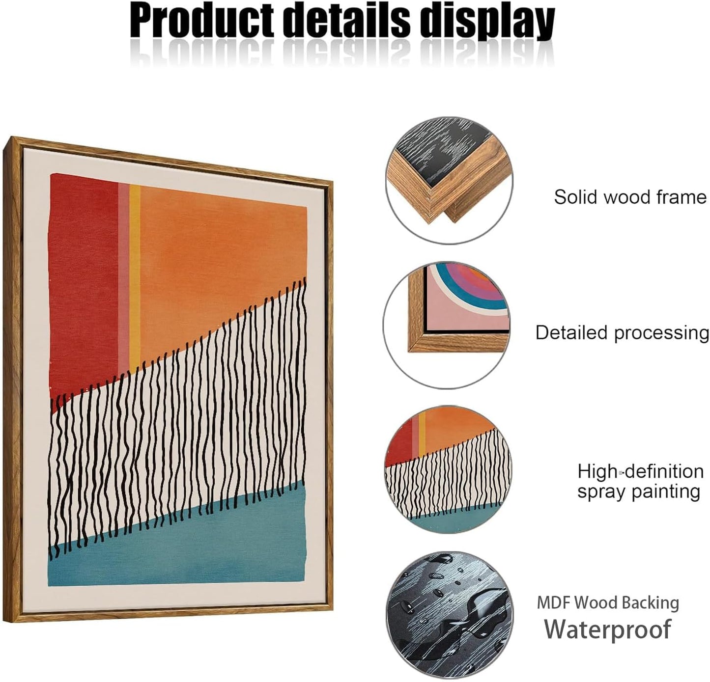 myusuar 3 Piece Large Modern Abstract Canvas Framed Wall Art For Living Room, Midcentury Minimalist Boho Wall Art Decor Posters Prints For Bedroom Office, 12x16in