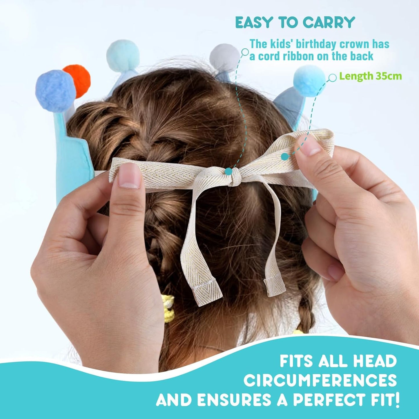 Reusable Birthday Crown with Numbers,Kids Birthday Hat Fabric Crown Pertain Kids Boy Toddler Girl Baby Bday Hats