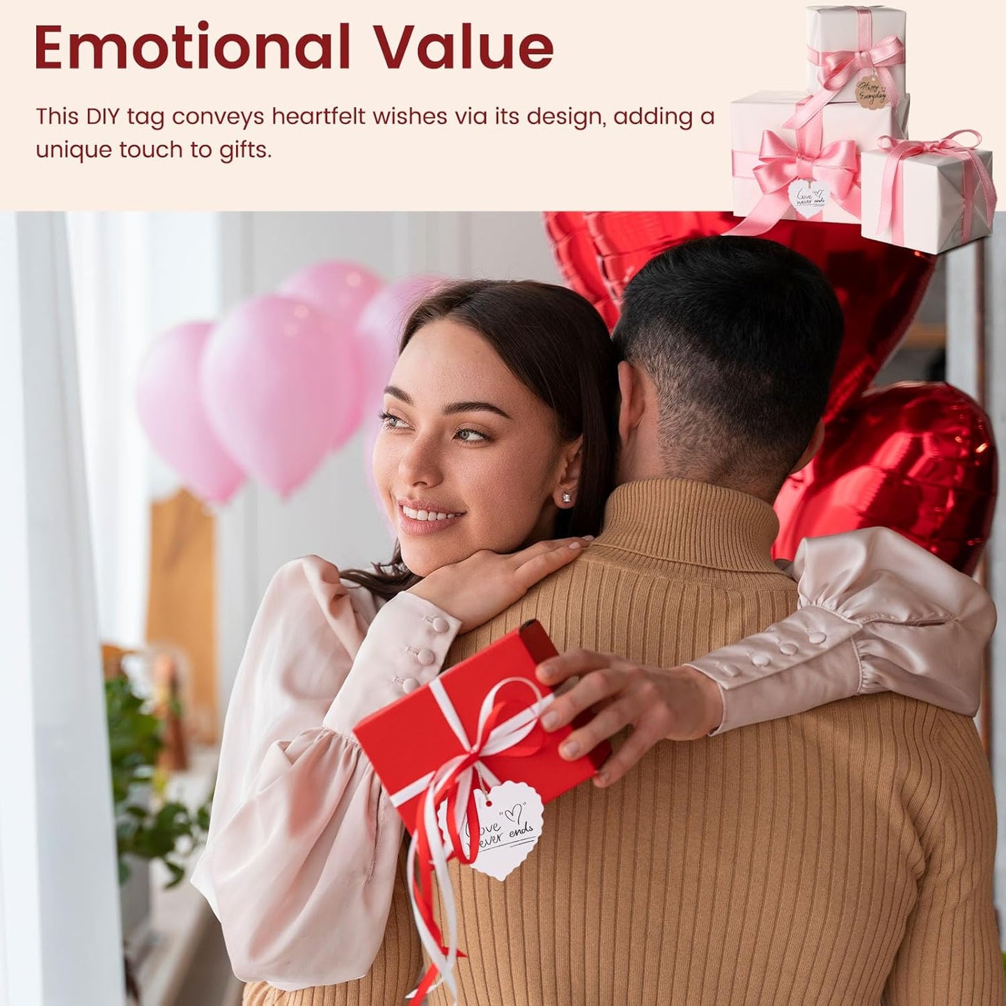 SallyFashion 200Pack Gift Tags with String Attached, 3 Different Designs White and Brown Blank Labels Gift Tags with Strings Hanging for Wedding Party Favor