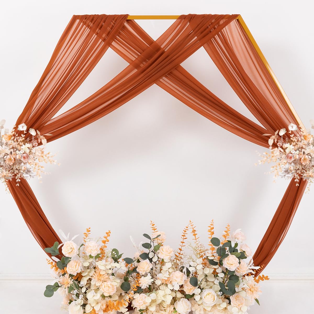 MLMC Terracotta Wedding Arch Draping Fabric 1 Panel 29" x 20 FT Extra Long Gauze Drapes Sheer Backdrop Curtains 6.6 Yards Outdoor Drapery Panels for Fall Wedding Ceremony Party Ceiling Decoration