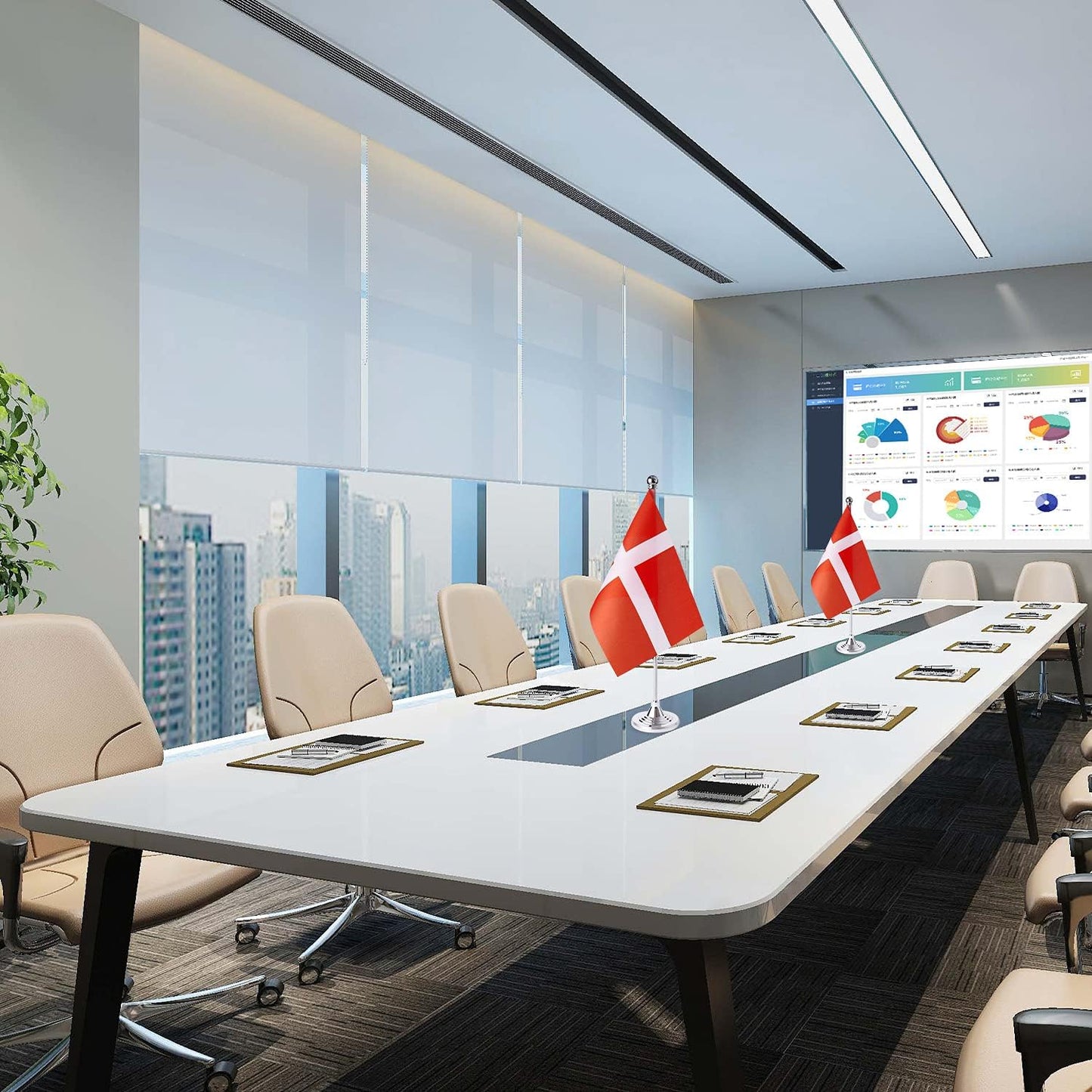 ZXvZYT 2 Pack Denmark flag Danish Table Flag Small Mini Danish Desk Flags With Stand Base,International Festival Events Celebration Decorate,Home office Decorations