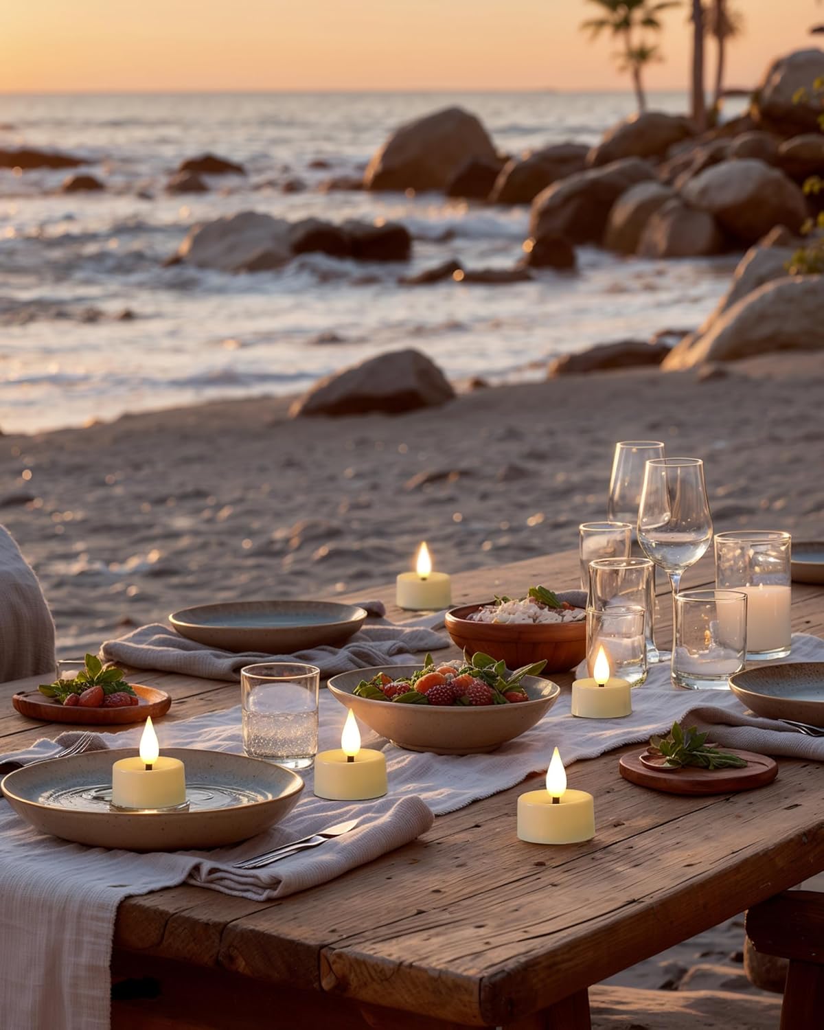 Amagic Flameless Timer Remote Tealights Candles, 3D Black Wick Flickering Tea Lights, 400+Hour White Votive Candles Battery Operated, Set of 12 for Wedding Table Decor, Halloween, Christmas, Holiday