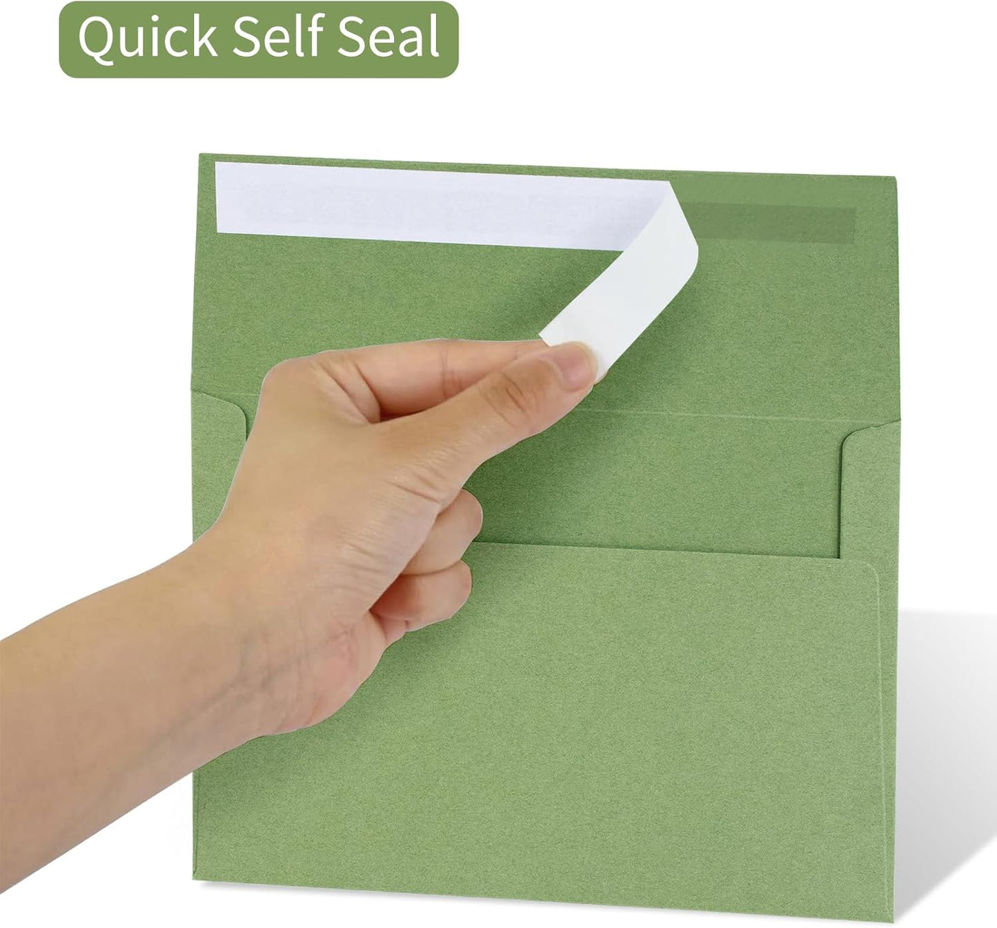100 Pack Sage green 5x7 Envelopes for 5x7 Cards,Invitations,Wedding,Baby Shower,Graduation,Self Seal Azaza