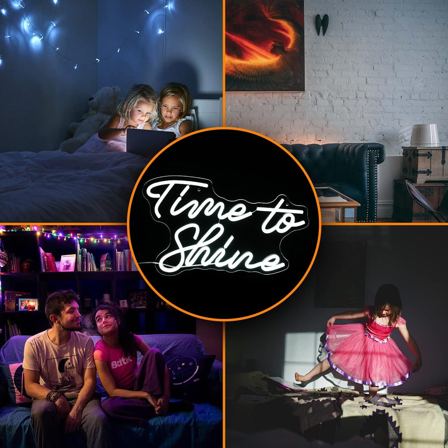 Time To Shine Neon Sign White Led Sign Time To Shine Neon Lights Decor for Lover Dimmable Letter Neon Wall Signs USB Powered with Switch Neon Signs for Wall Decor Party Wedding(16.5’’X10.2’’)