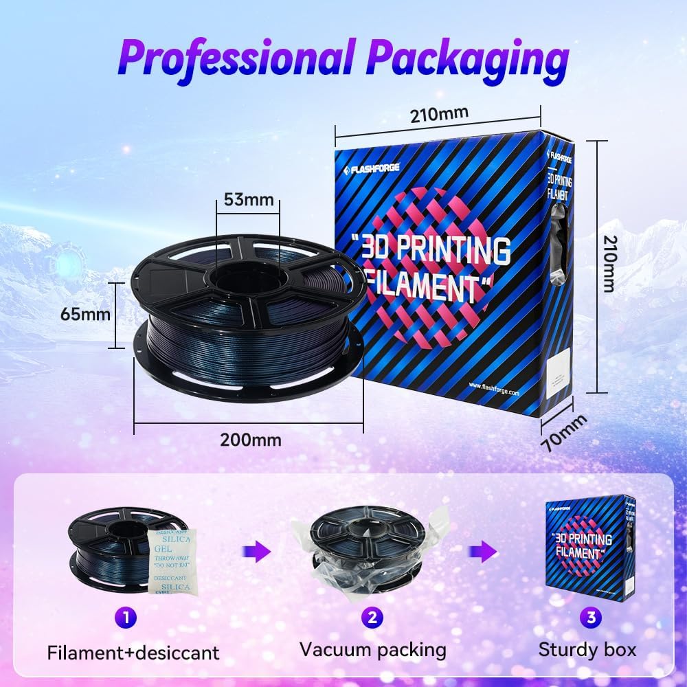 FLASHFORGE 3D Printer Filament Chameleon PLA Color Shift Filament 1.75mm, Changes Color with Light and Angles, 1KG Spool (2.2lbs), Dimensional Accuracy +/- 0.02mm for FDM 3D Printers (Burnt Titanium)