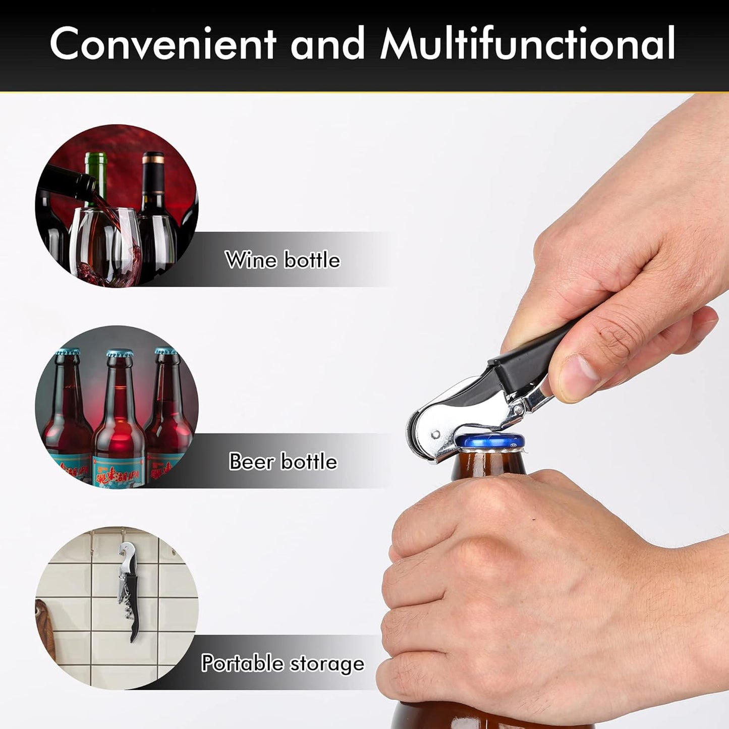 Professional Waiter Corkscrew Wine Openers Set, Heavy Duty Stainless Steel Hinges Wine Key for Restaurant Waiters, Sommelier, Bartenders