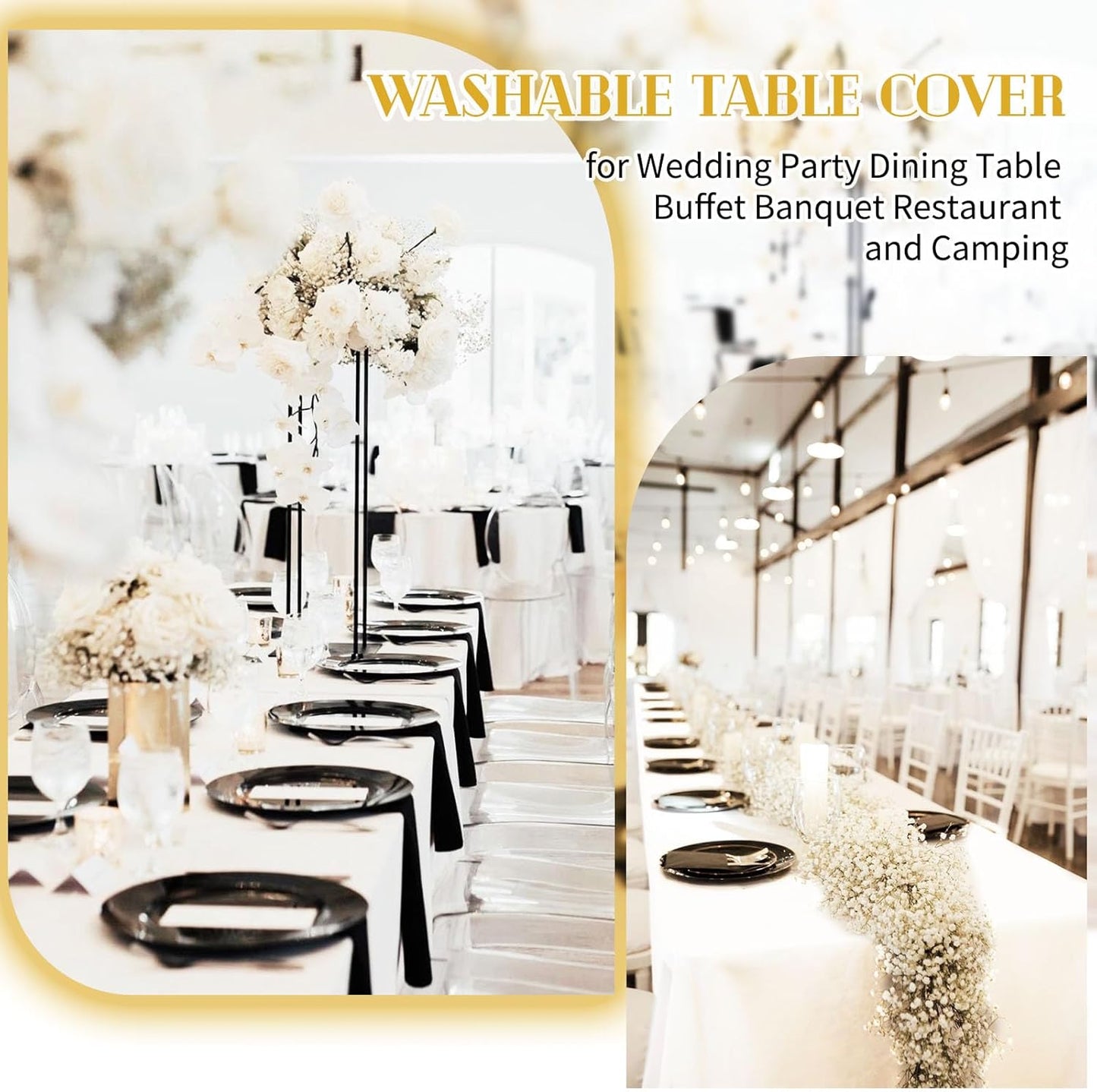 12 Pack 60 x 126 Inch Rectangle Tablecloth Ivory Polyester Tablecloth for 8 Ft Rectangle Tables, Washable Fabric Table Cloth for Wedding Dining Table Buffet Parties Camping