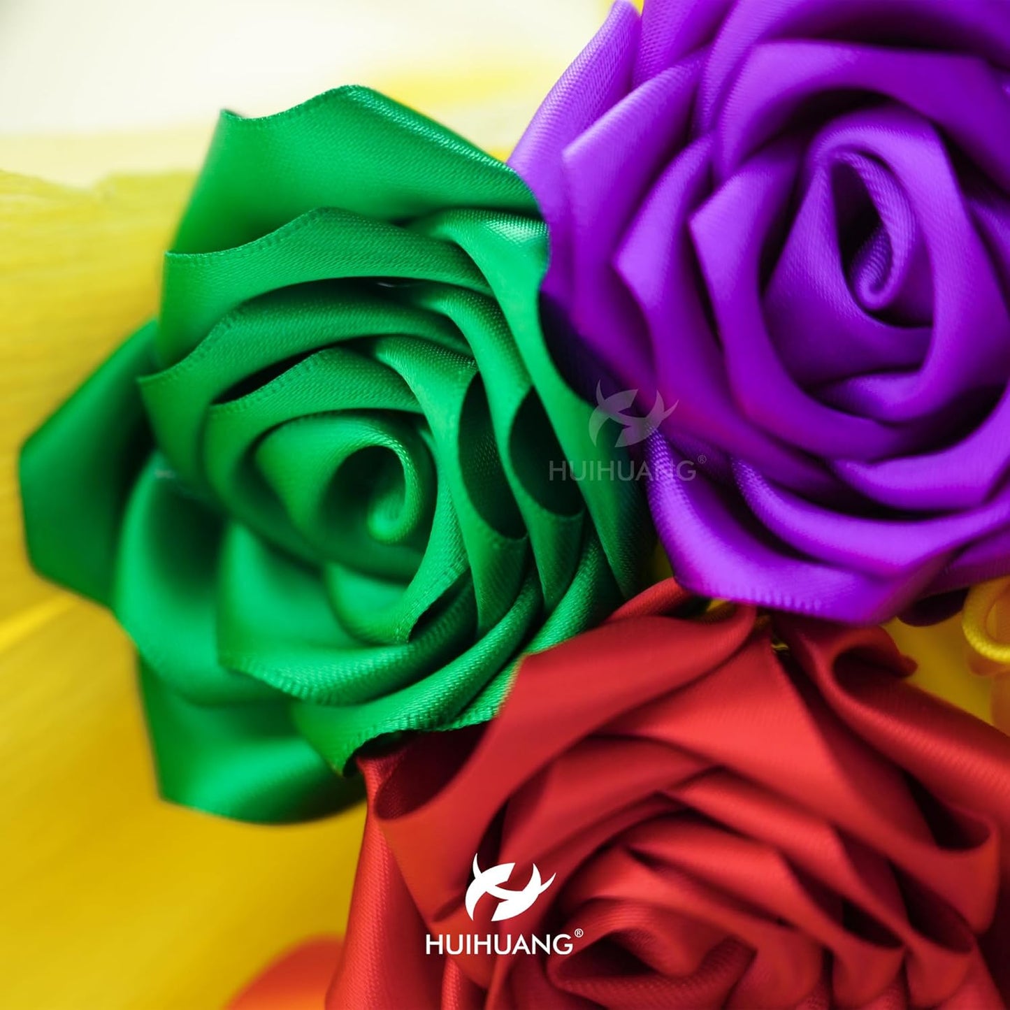 HUIHUANG 1-1/2 inch Double Face Satin Ribbon, Polyester Forest Green Ribbon 50 Yards Per Roll for Gift Wrapping Bows Making Floral Bouquet Christmas Tree Decor Party Favor and Craft Supplies