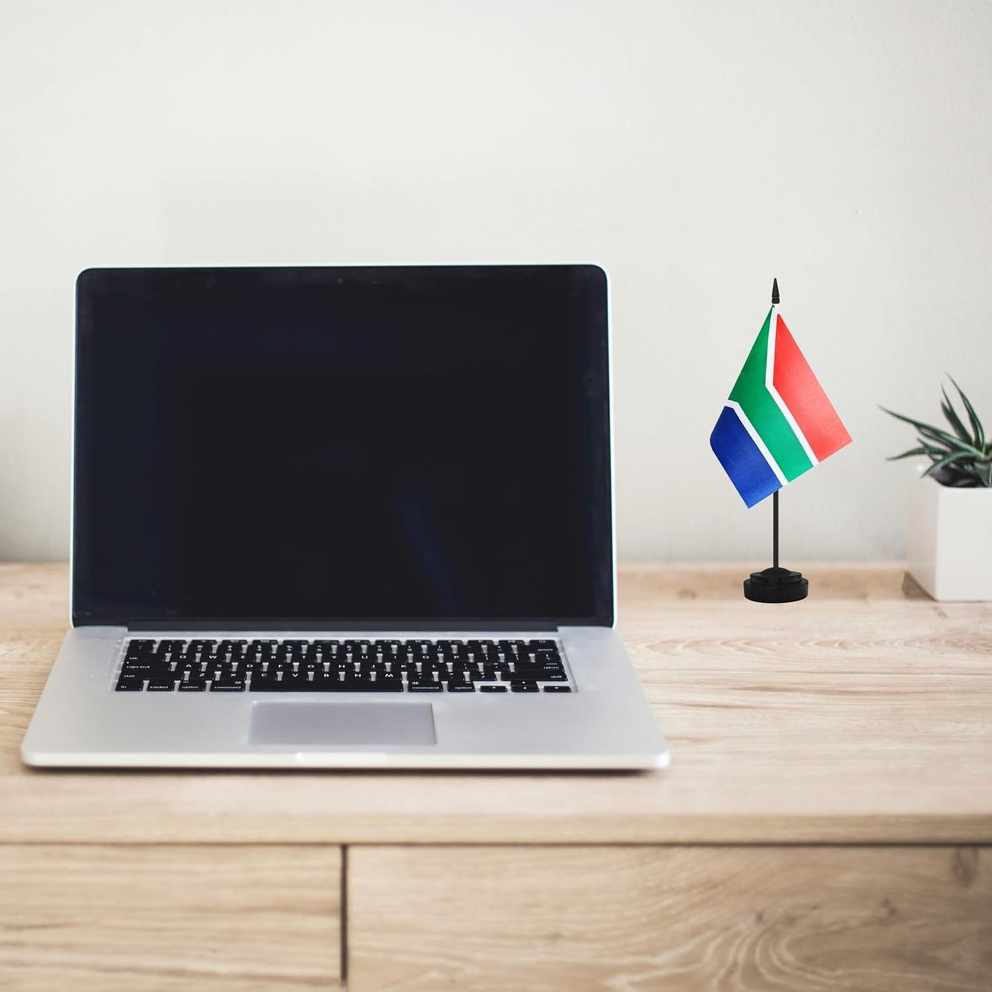 12 Pack South Africa Desk Flags - Miniature Office Flags with 12" Black Pole and Base, Perfect for Offices, Classroom, Home, Festival Decoration